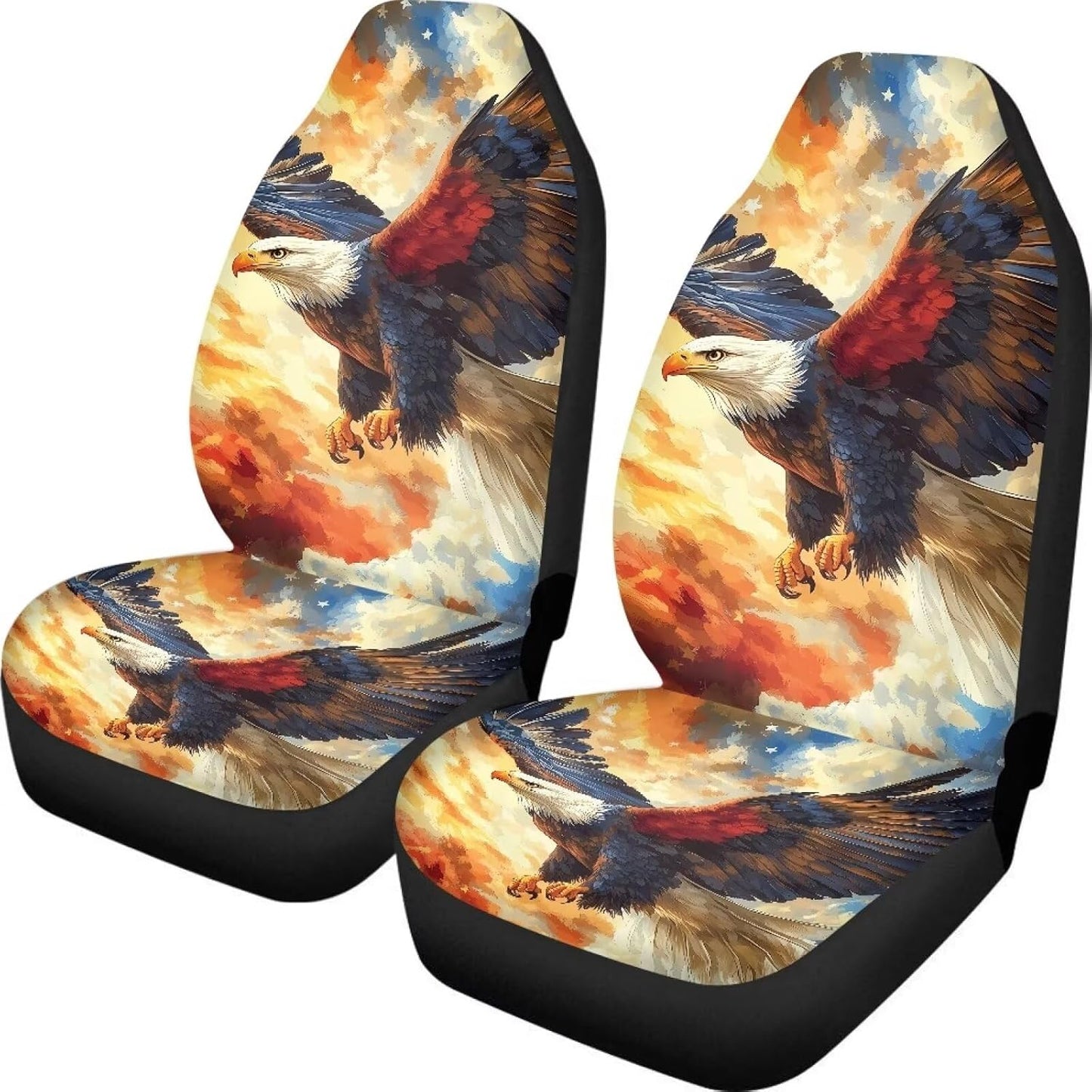 KEIAHUAN Galaxy Owl Car Seat Cover for Women Men, 2 Packs High Back Bucket Universal Fit Auto Seat Covers for Cars, Trucks, SUV, or Van