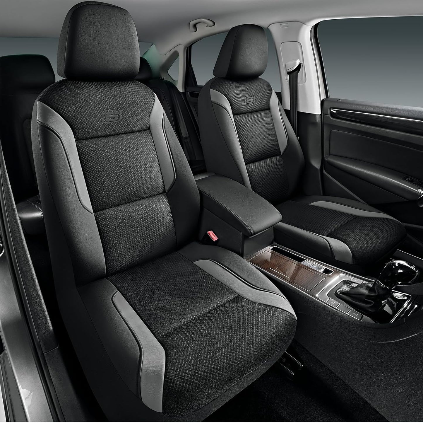Skechers Memory Foam Car Seat Covers, Air Cool Mesh Thick Seat Covers, Slip-ins Front Seat Cover, Airbag Compatible, Automotive Comfort & Protection for Most Cars,Vans,Trucks, SUVs,Red