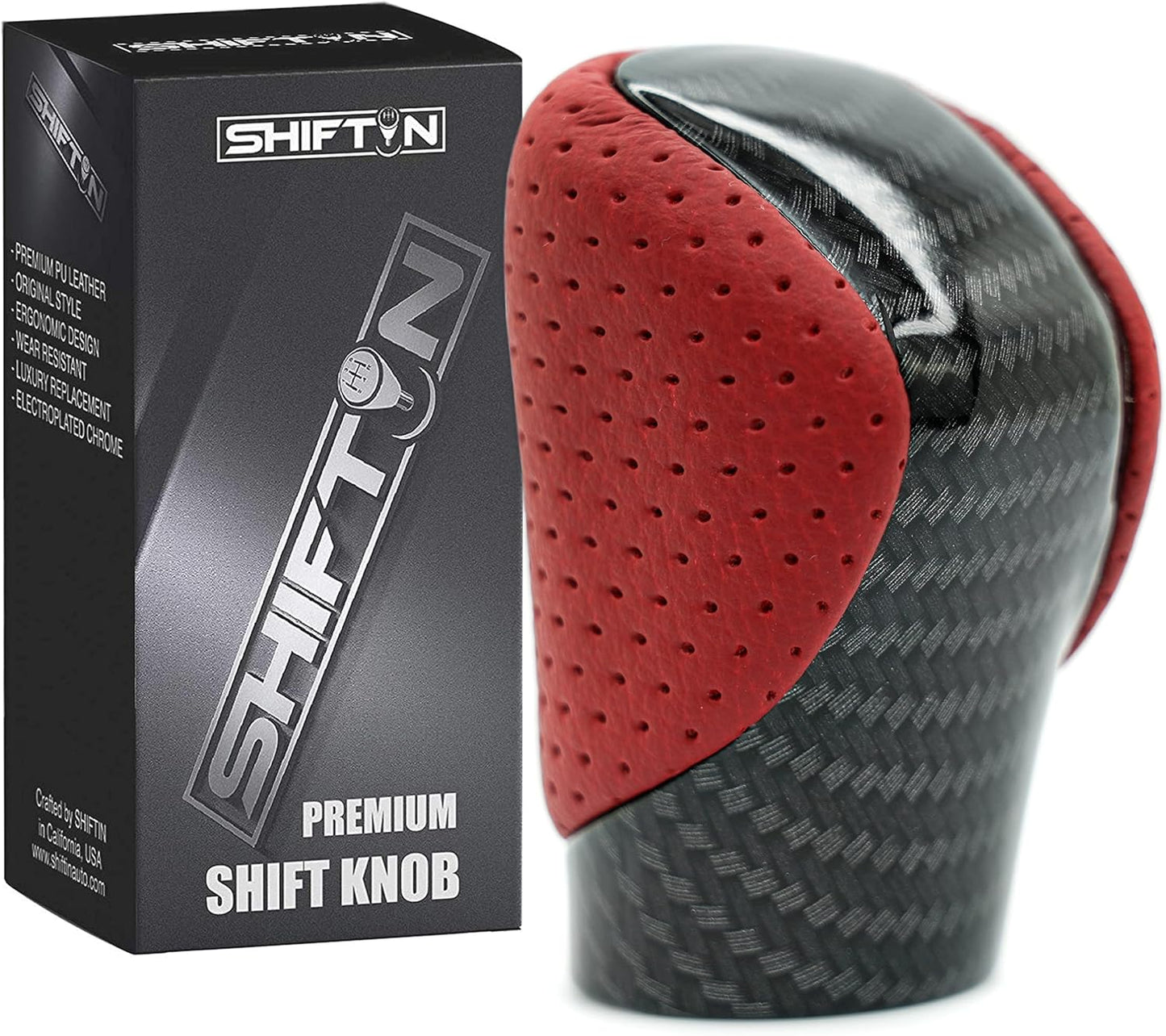 SHIFTIN Gear Shift Knob Shifter for Lexus ES GS GX is NX RC RX 200t 300 350 3450h 450hL 350L (Rioja Red Rose/Carbon Fiber Pattern)