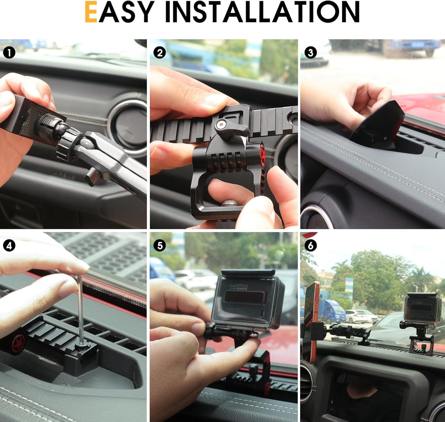 BESTAOO JL Dash Multi-Mount Phone Holder, for 2018-2023 Jeep Wrangler JL JLU & Gladiator JT, Multifunction, Action Camera Holder and Platform Phone Stand