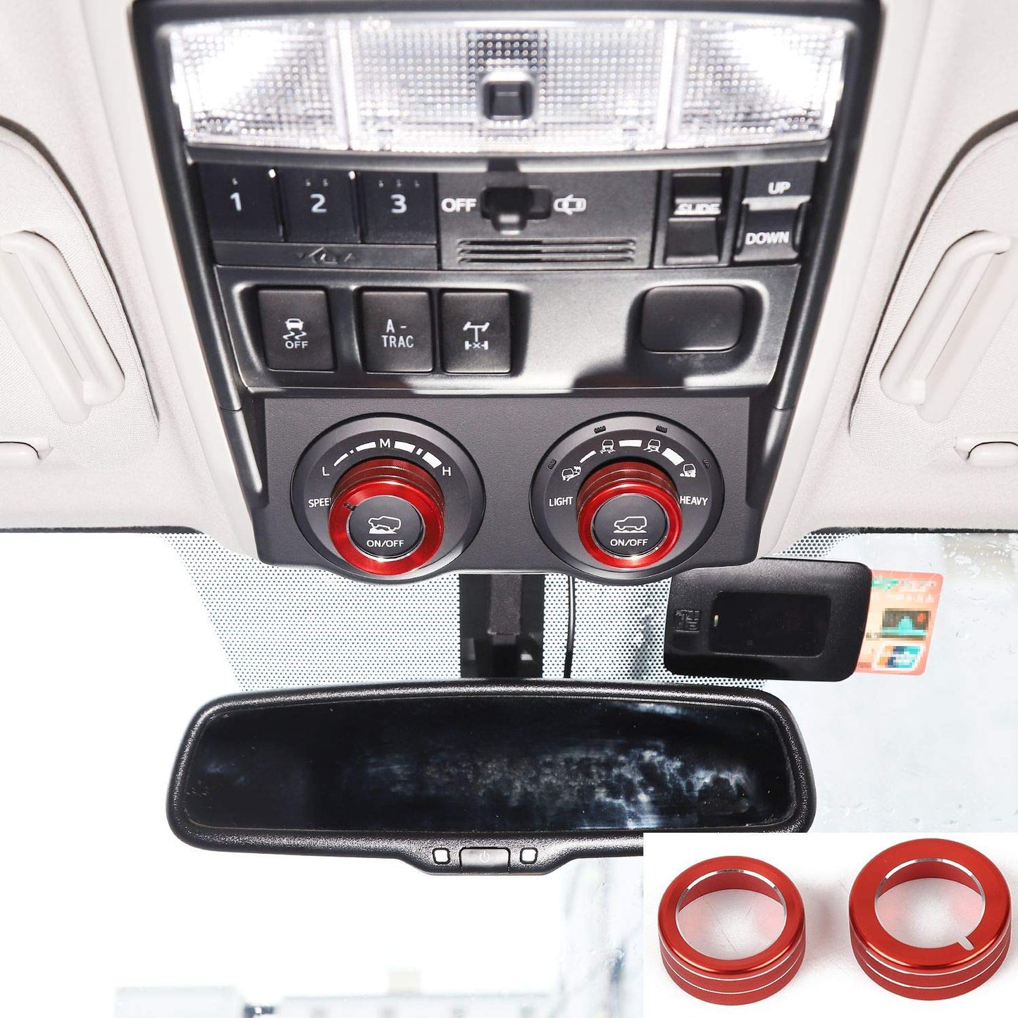 JeCar Multi-Terrain Selector Knob Button Cover Trim for 2010-2020 Toyota 4Runner TRD Pro, for TRD Off-Road (Red)