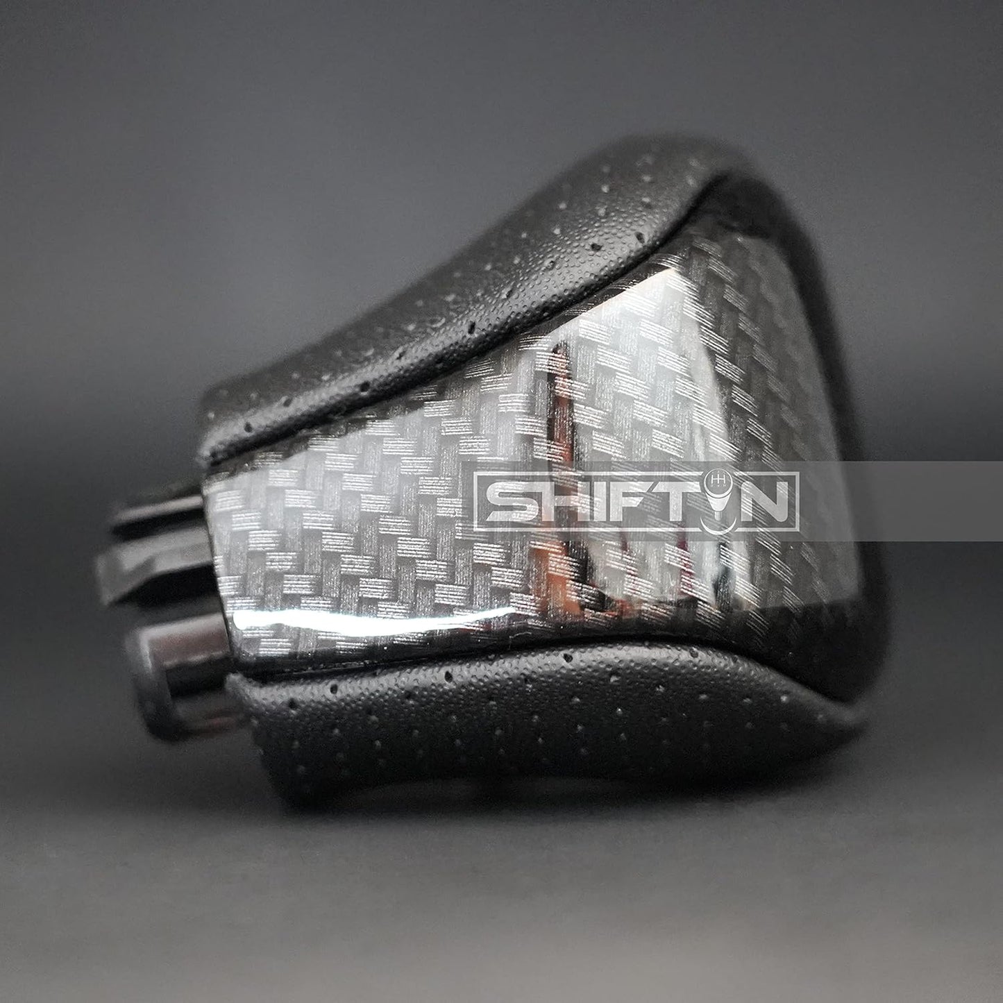 SHIFTIN Leather & Carbon Fiber Wood Trim Gear Shift Knob Gearbox Shifter for Lexus LS460 F-Sport LS-460-L LS600 LS-600h-L and Fits Lexus LX570 LX 570 (Black Leather / Carbon Fiber Pattern)