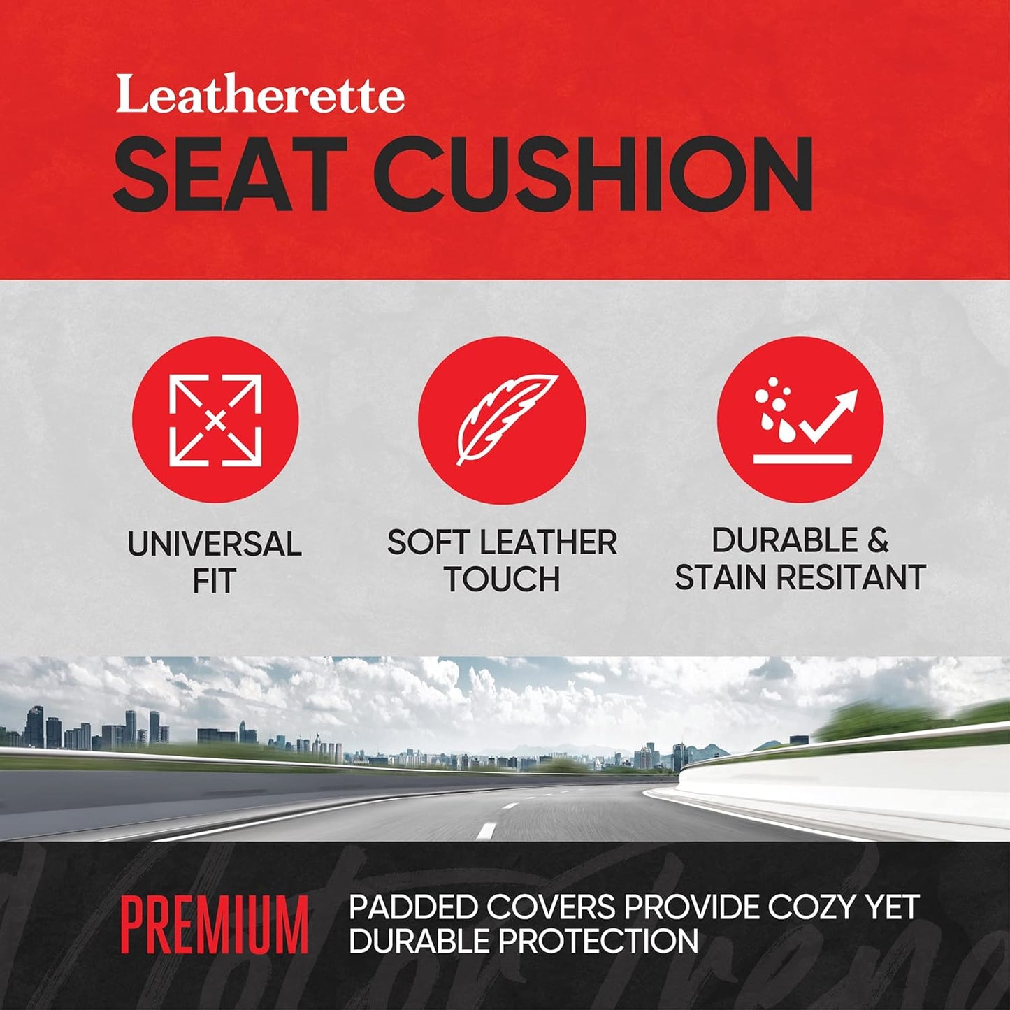 BDK Auto MTSC-9220-BK: Leatherette Seat Cushion/Black