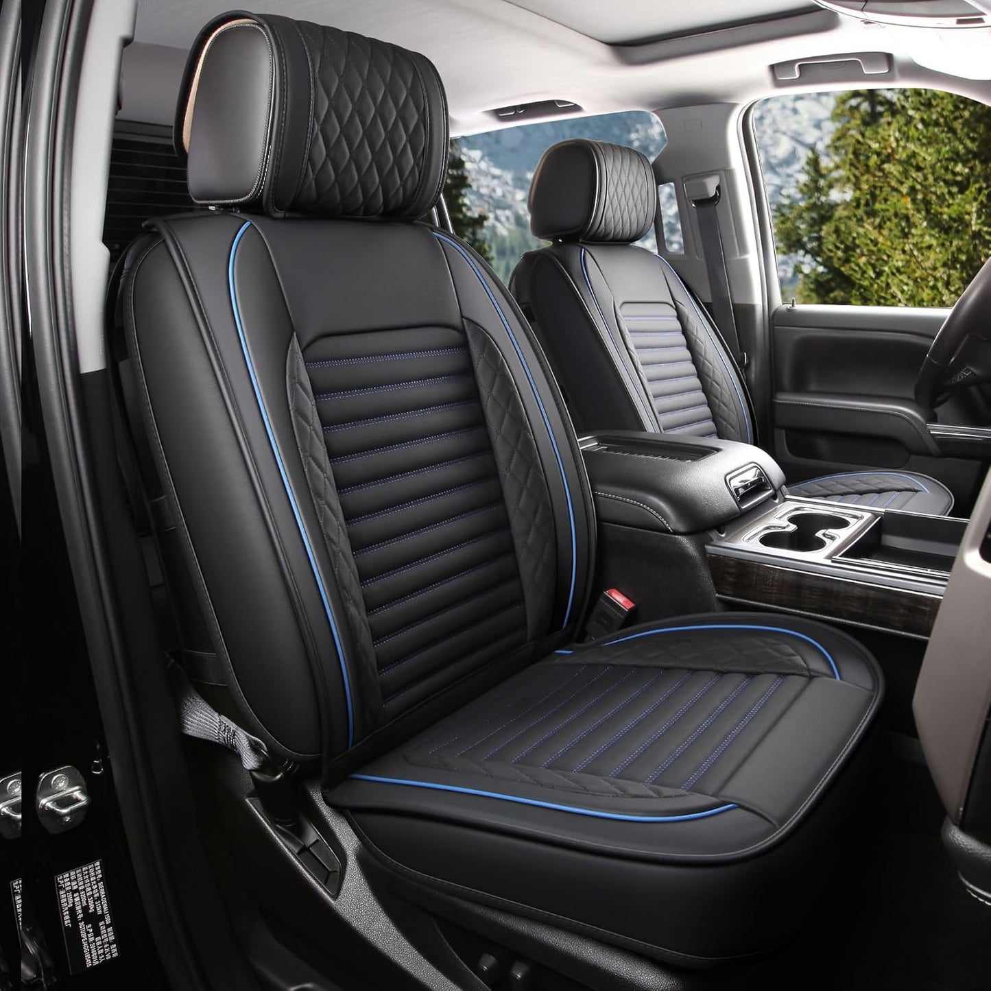 JOJOBAY Chevy Silverado Seat Covers,GMC Sierra Seat Covers,Custom Fit 2007-2024 1500 2500HD 3500HD Crew Double Extended Regular Cab,LT LZT RST Trail Boss(Front Pair,Black Red)