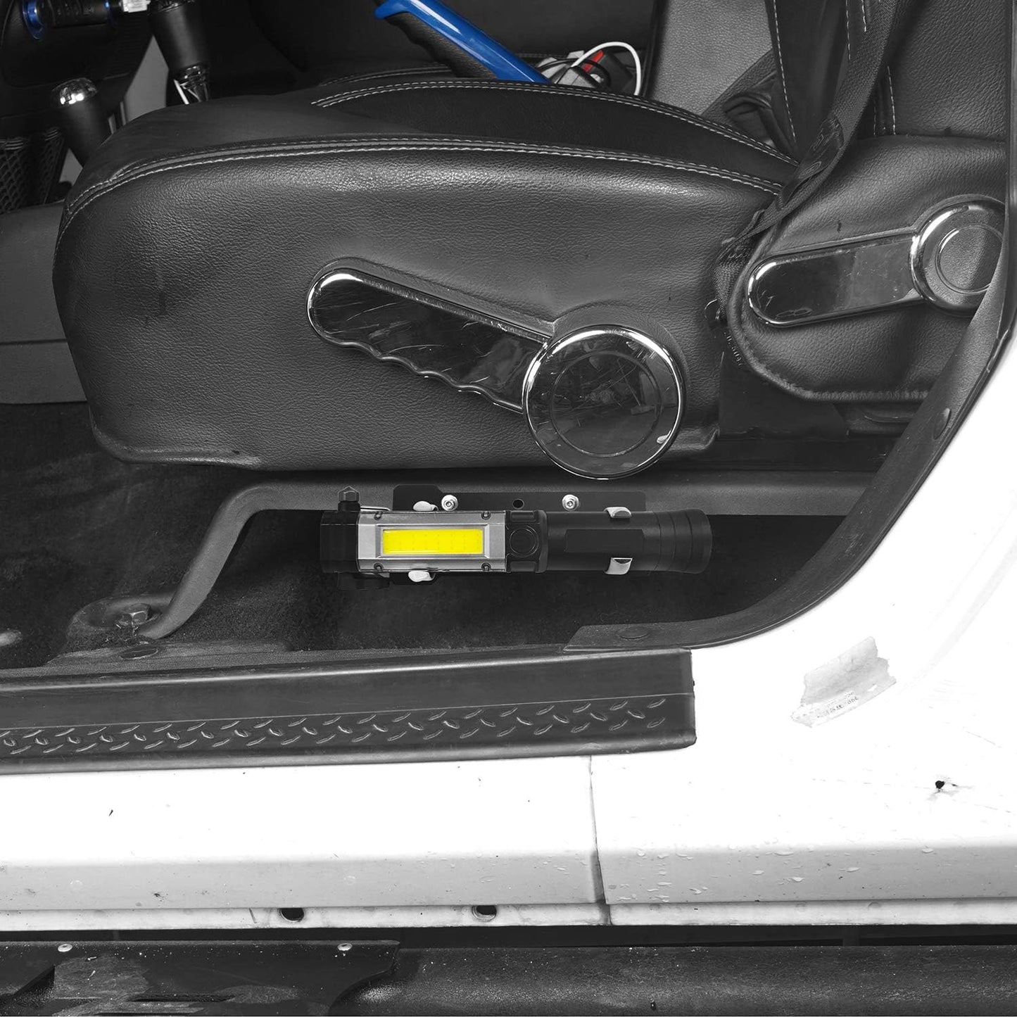 Hooke Road Wrangler Flashlight with Front Seat Mount LED Emergency Flashlight Kit for 2011-2018 Jeep JK Wrangler & Unlimited