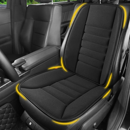 Car Seat Cushion with Lumbar Support Pillow: Front Back Cushion & Seat Cushion Full Set, Comfy Memory Foam Driving Cushion for Back-Sciatica Pain Relief, Seat Pad Suitable for Car, Truck, SUV - Black