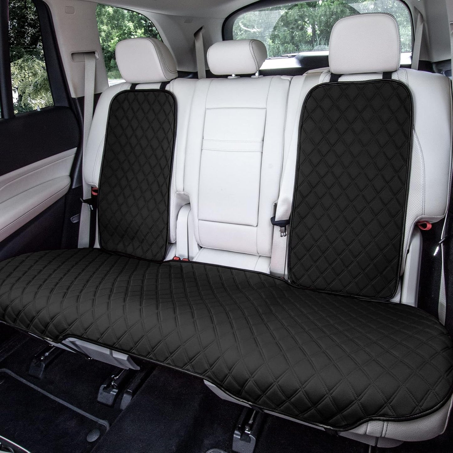 FH Group Car Seat Cushion Neosupreme Automotive Seat Cushions - Universal Fit, Rear Car Seat Cushion, Car Seat Cushions with Non-Slip Silicone Backing for SUV, Sedan, Van Rear Set Black