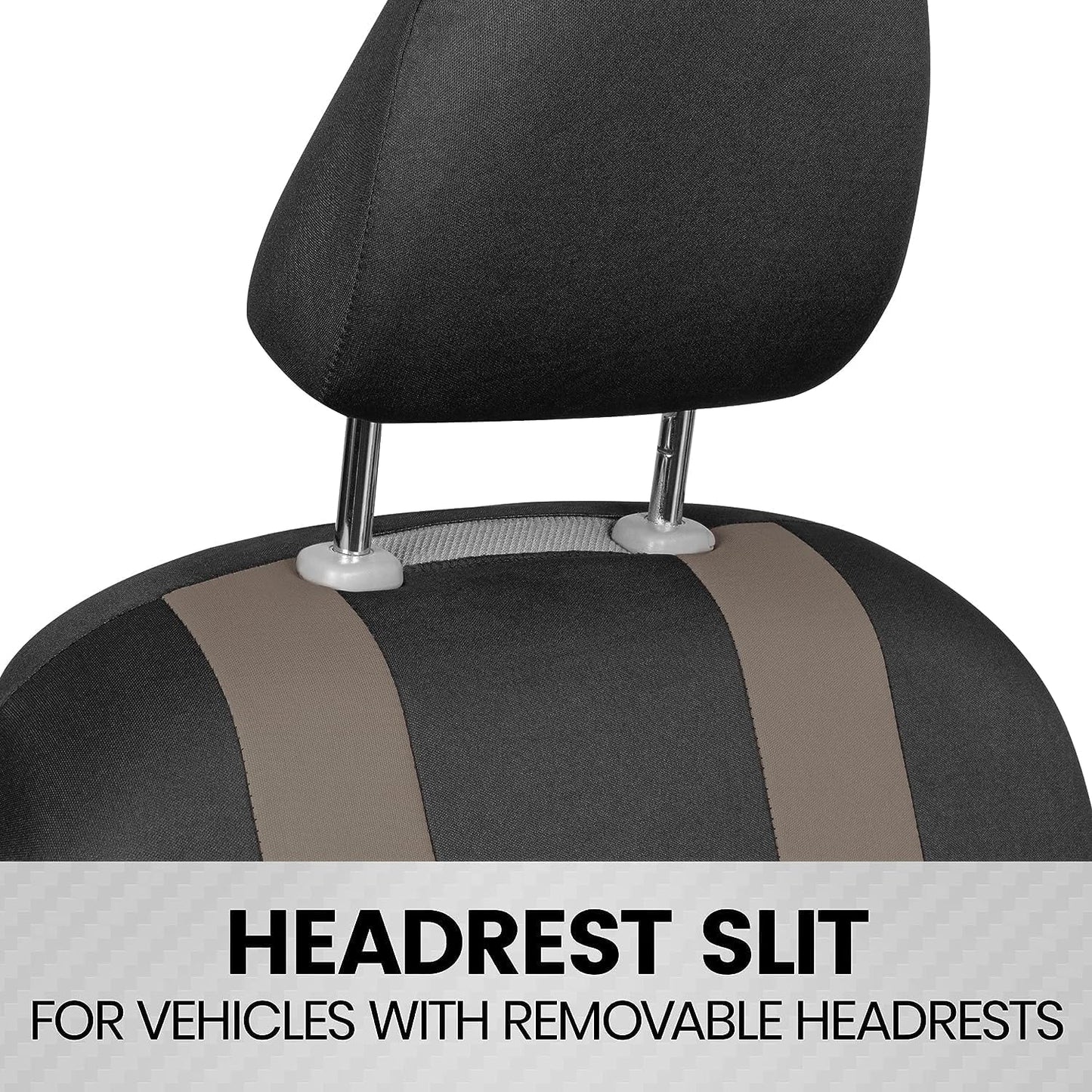 BDK carXS Seat Covers for Cars, Beige Two-Tone Car Seat Covers with Matching Back Seat Cover, Made to Fit Most Auto Truck Van SUV, Interior Car Accessories, Car Seat Cover Full Set