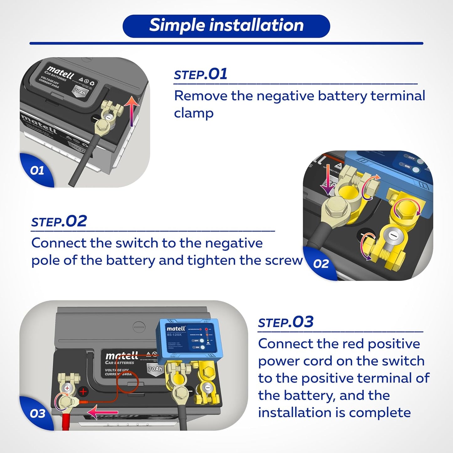 matell DC 12V Remote Battery Disconnect Switch Smart Voltage Control Battery Kill Switch for Car Anti Theft Battery Shut Off Switch