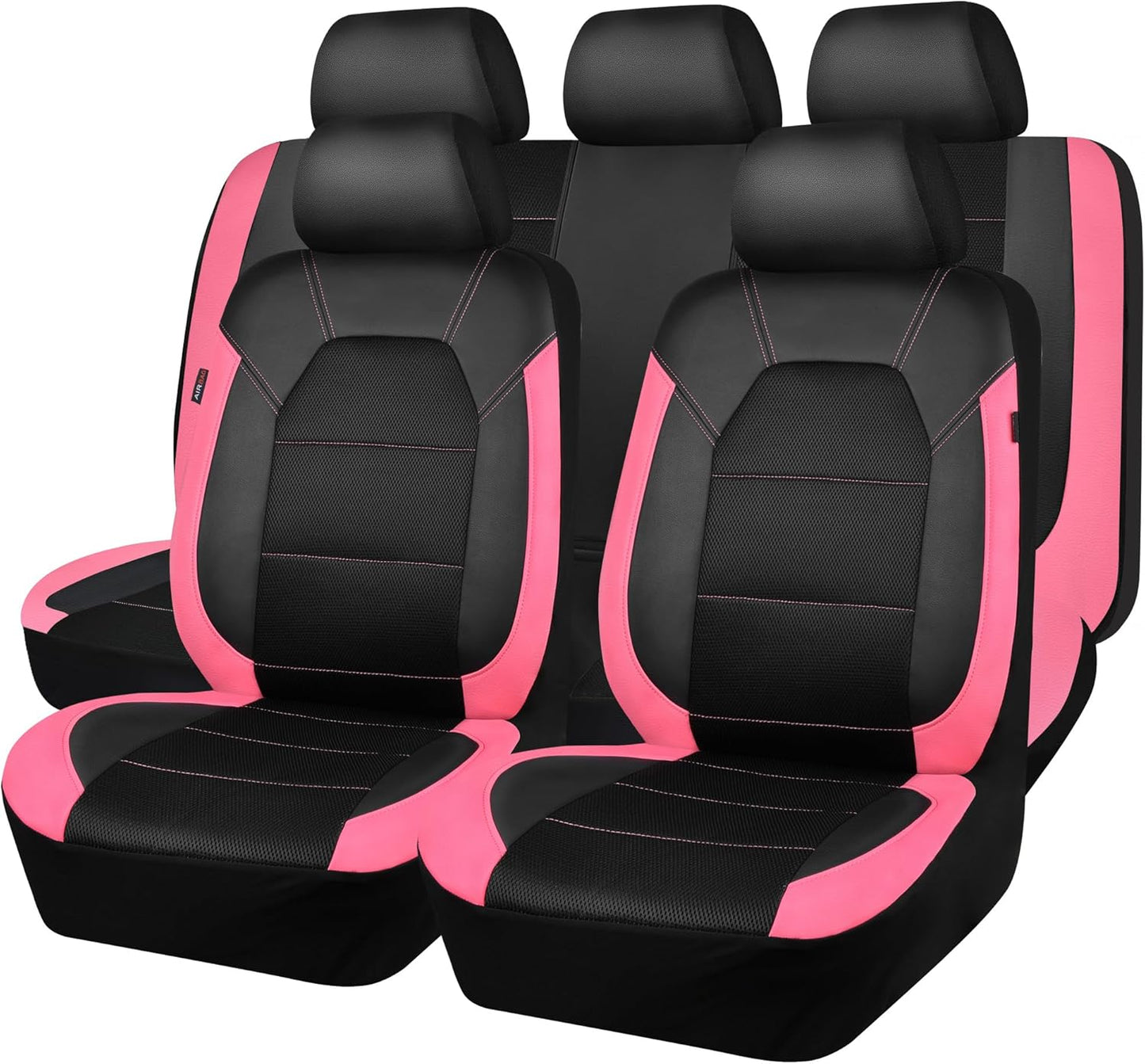 CAR PASS Leather Car Seat Covers Front Seats only, with Air Mesh Front Seat Covers Breathable, Cool Automotive Seat Covers 2 Pack, Universal Fit Most Cars,SUV,Truck,Van Airbag Compatible(Black Green)