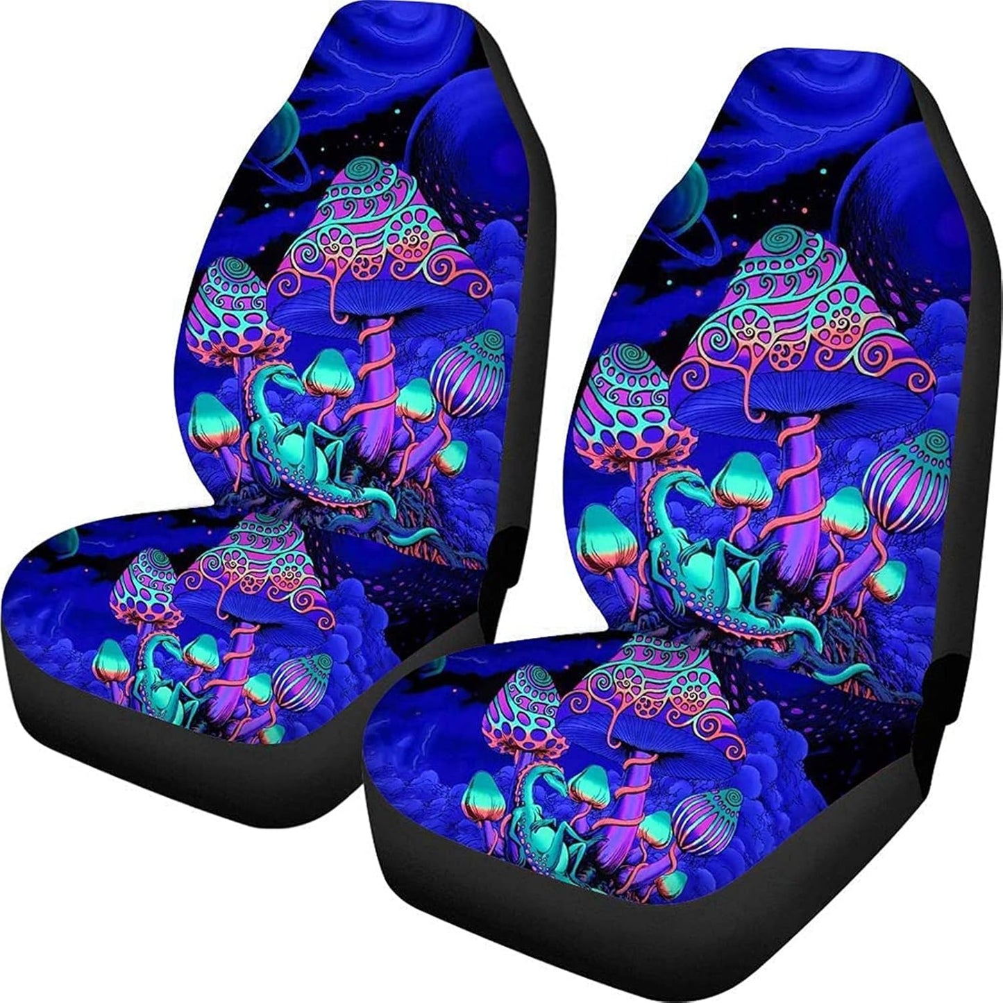 KEIAHUAN Galaxy Owl Car Seat Cover for Women Men, 2 Packs High Back Bucket Universal Fit Auto Seat Covers for Cars, Trucks, SUV, or Van