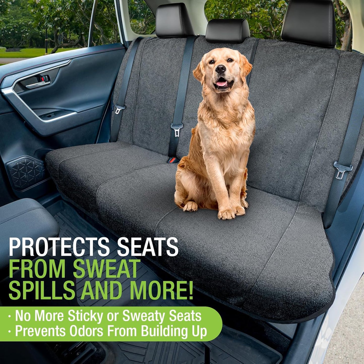 Season Guard Back Seat Towel Seat Cover for Cars; Great for After Gym Workouts, Dogs, and Outdoor Activities; Universal Fit for Cars SUVs Vans Trucks, EZ fit, Non Slip Grip, Grey
