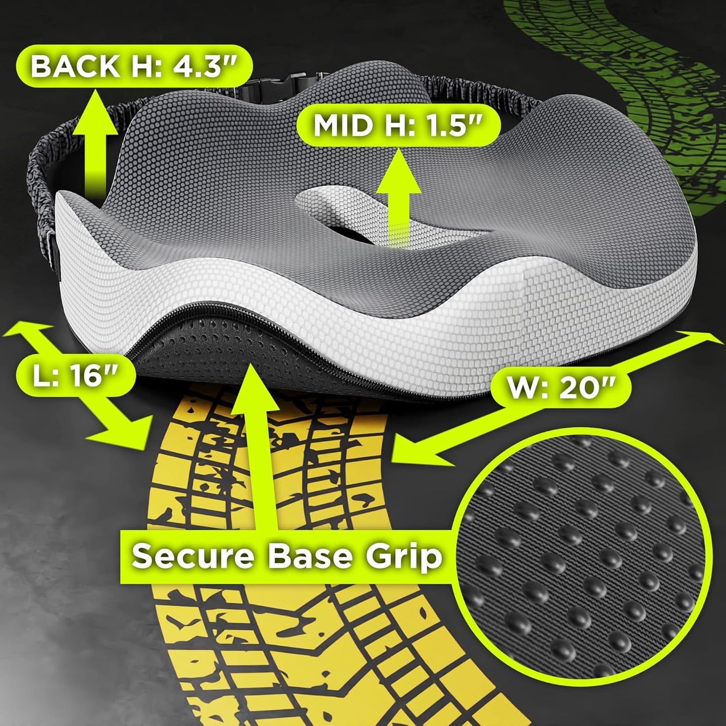 Truck Seat Cushion for Truck Driver Seat Cushion – Upgraded Back Support, Thick and Firm Memory Foam, Pain Relief for Hours of Driving, Maximum Tush Comfort and Trucker Approved