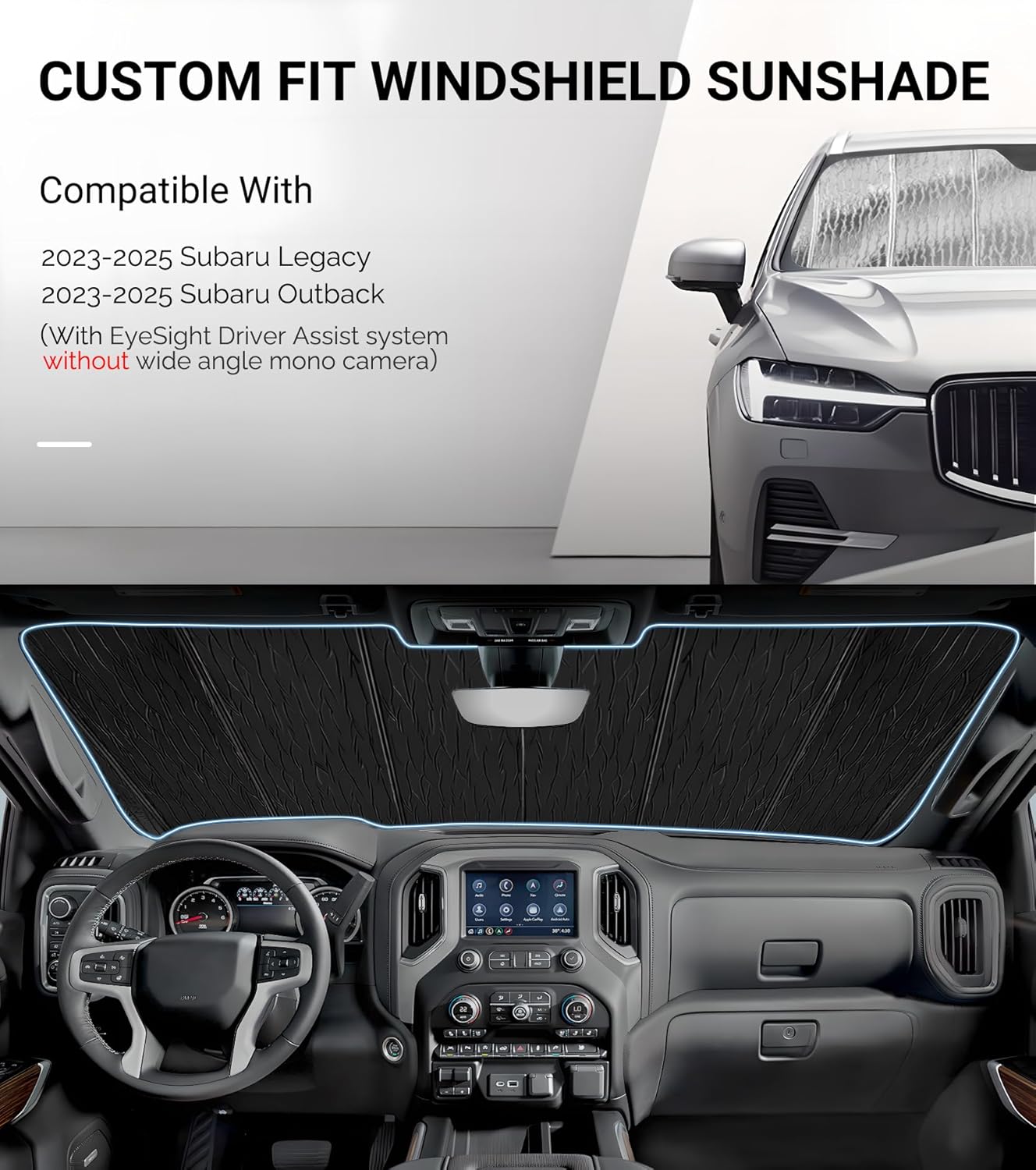 Pigenius Car Windshield Sun Shade for 2023-2024 Subaru Legacy/Outback, (Eyesight Das W/O Wa Mono Cam, Car Window Shades- Astraguard