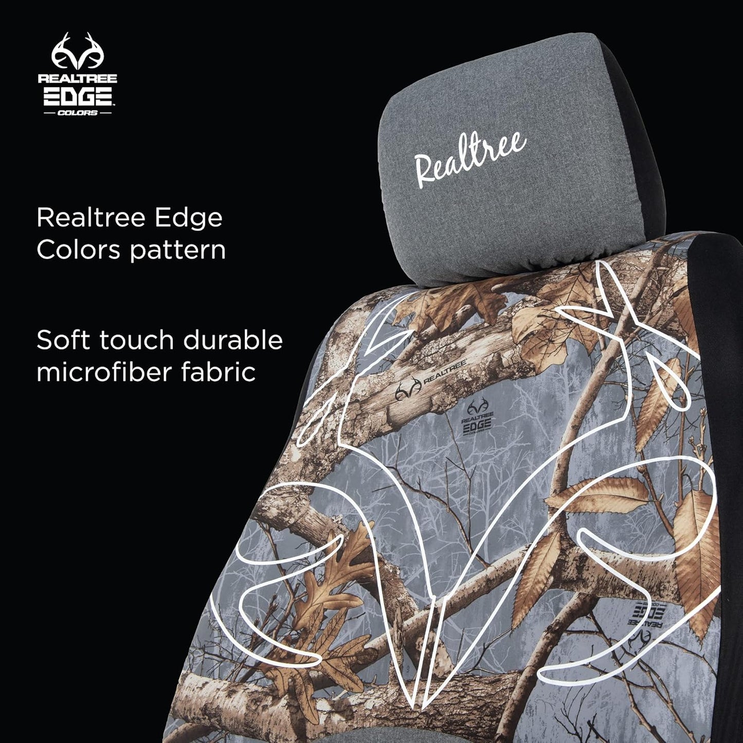 Realtree Universal Front and Bench Seat Covers, Water and Dirt Resistant Camo Seat Covers for Car, Truck, and SUV, Venitian(Realtree Edge Colors), Low Back (Single)