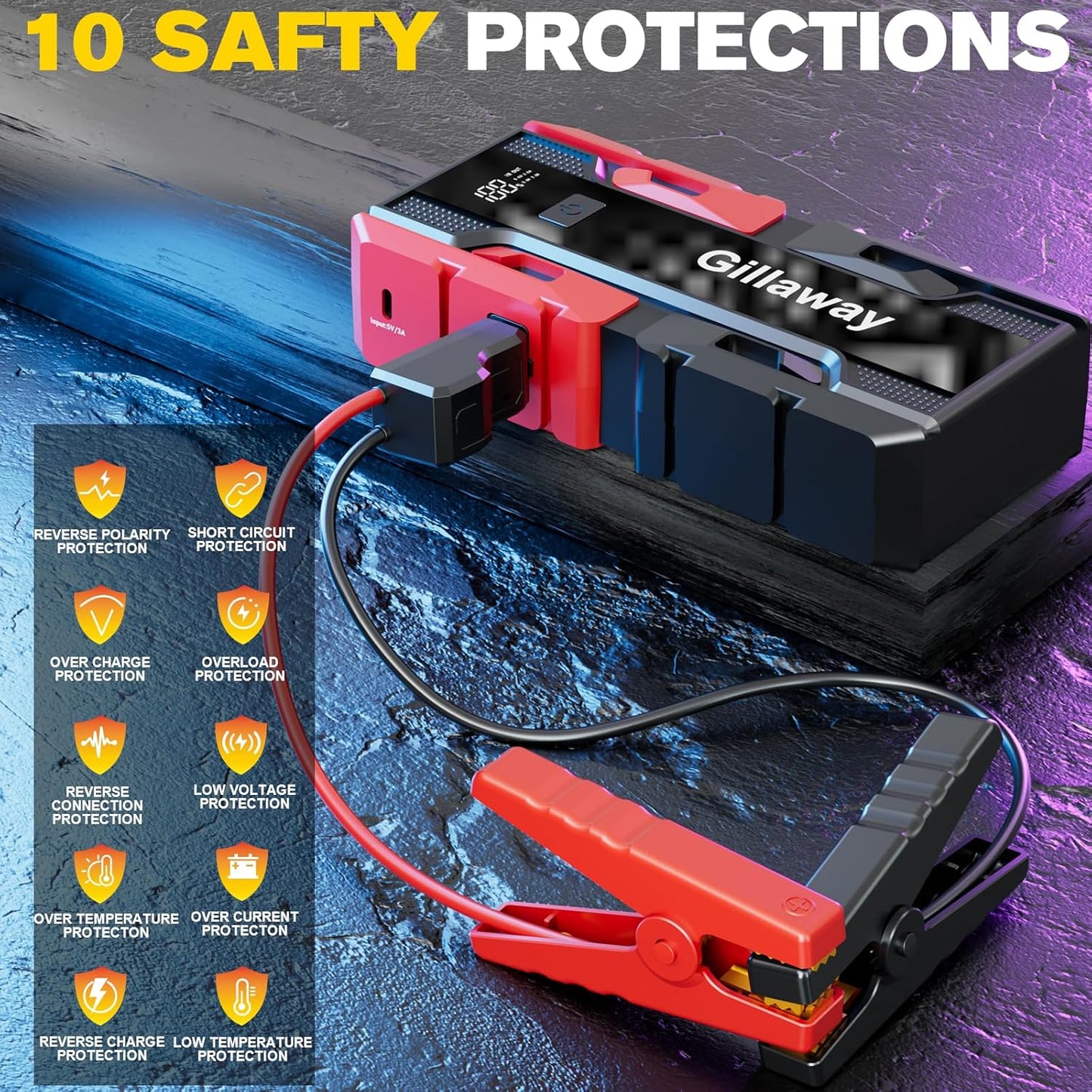 001B 4000A Car Jump Starter Battery Pack 12V Car Battery Charger, Jump Box with USB 3.0 Power Bank (up to 9.0L Gas and 7.0L Diesel Engine),