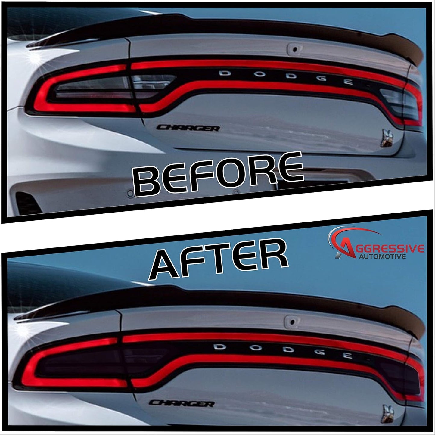 Aggressive Overlays for 2015-2021 Dodge Charger Package Deal - Tail Light - Front & Rear Tinted Side Marker Light Overlays | Precut Smoked Vinyl Tint Film Black Out Dark Smoked (20% Package Deal)