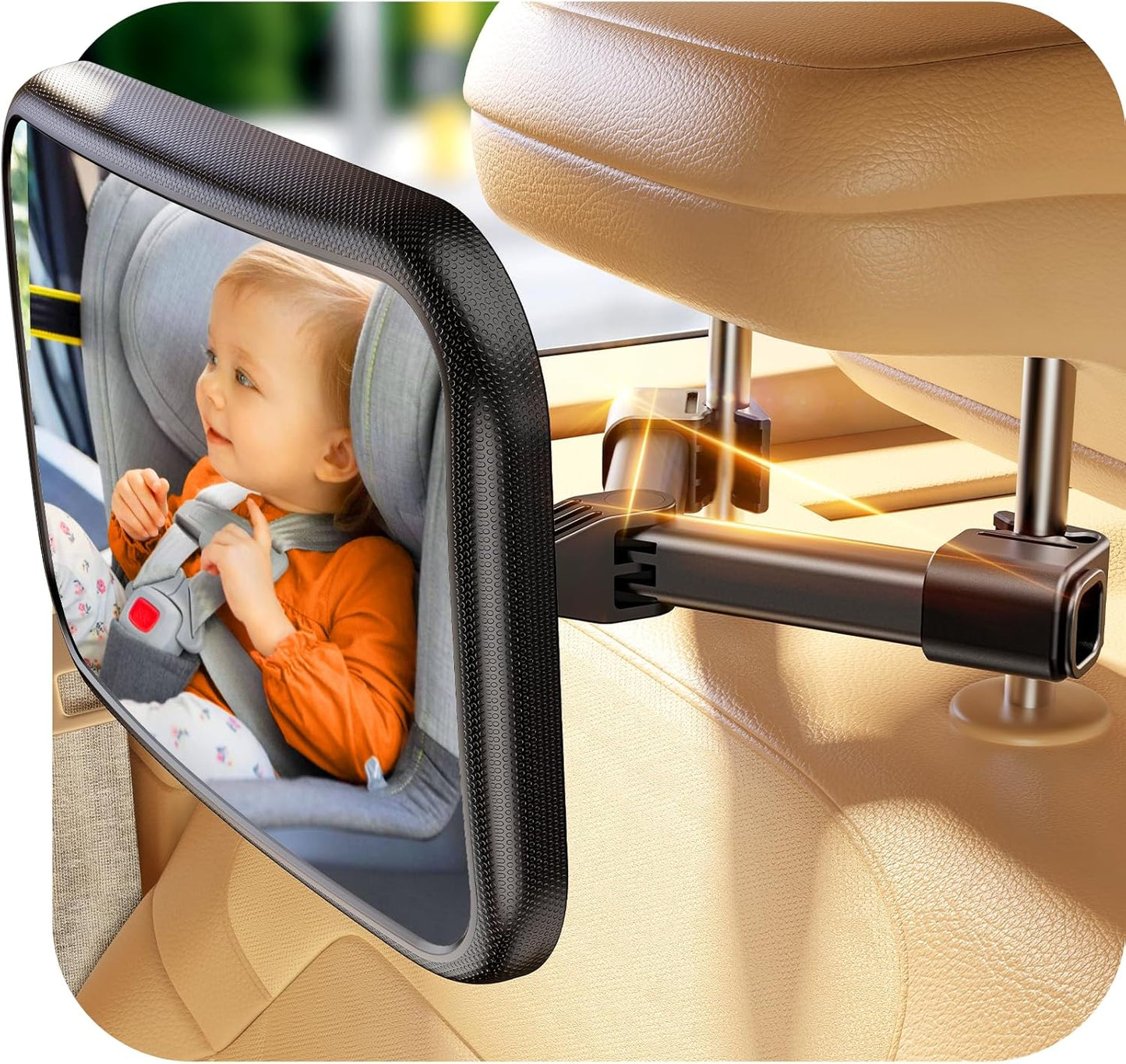 TAZENI Car Mirror for Baby - Hook Clip Design, Never Shake Car Seat Mirror, Rear Facing, Easy Install, Back Seat Crystal Clear View, ShatterProof Tested - Pink