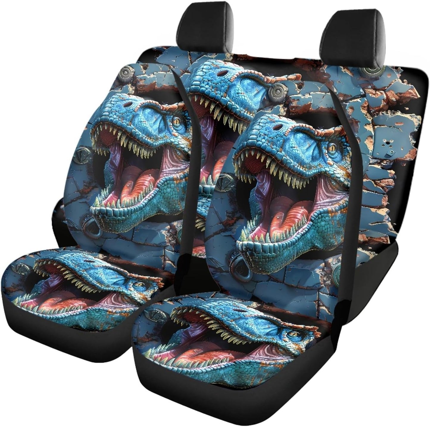 AFPANQZ Oriental Dragon Print Car Seat Covers Full Set for Back Seat Front Seats Universal Fit Most Cars SUVs Trucks Vans Comfortable Auto Seat Protection Full Set for Women Men Black Red