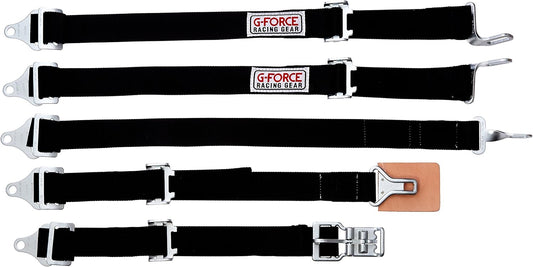 G-Force 6460BK Black 5-Point Junior Pull-Up Racer Latch and Link Individual Shoulder Harness Set