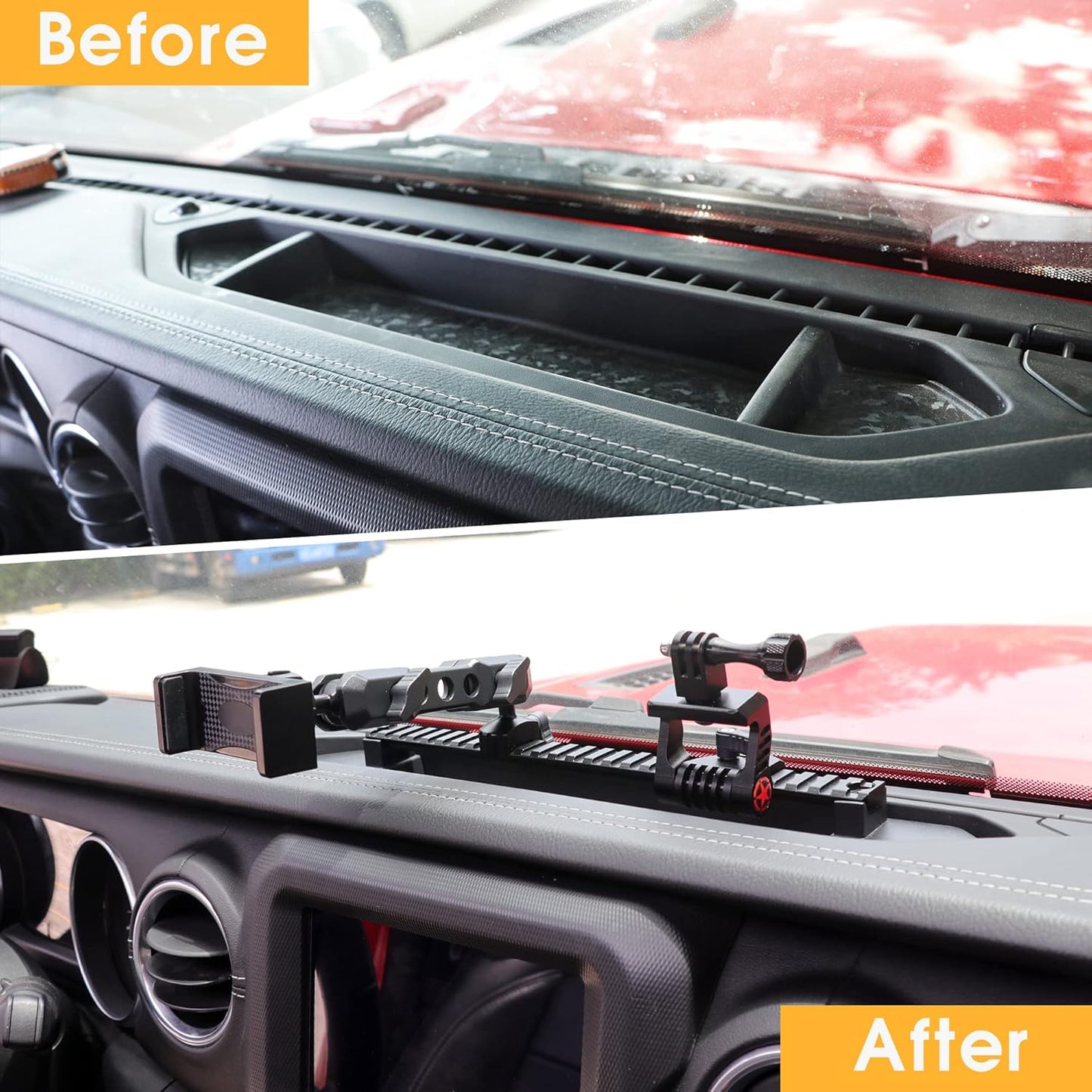 BESTAOO JL Dash Multi-Mount Phone Holder, for 2018-2023 Jeep Wrangler JL JLU & Gladiator JT, Multifunction, Action Camera Holder and Platform Phone Stand
