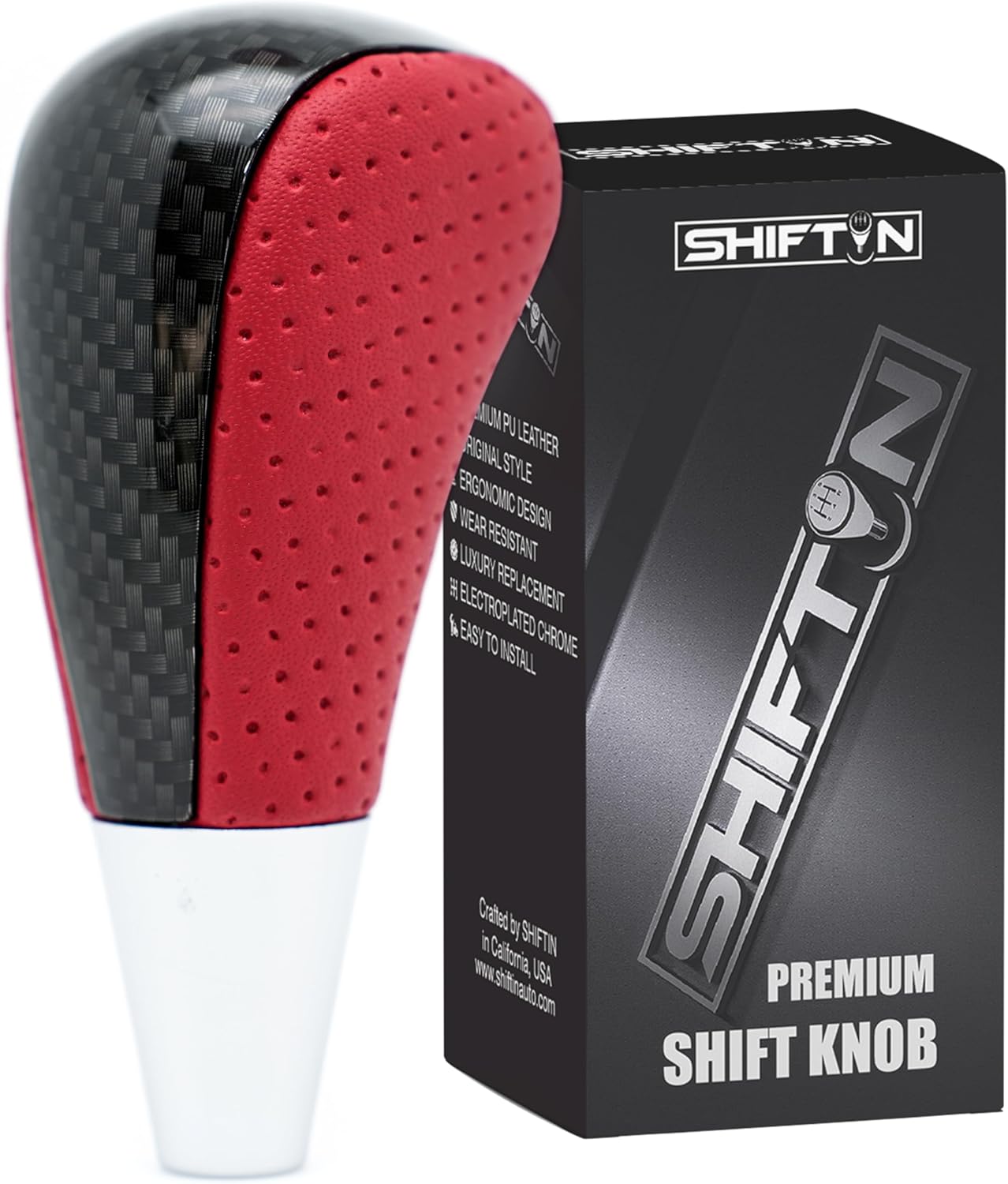 SHIFTIN Leather Wood Gear Shift Knob for Toyota Avalon Yaris 4Runner Land Cruiser Sienna Camry Solara Tacoma and Lexus ES300 ES330 GS300 GS400 GS430 SC300 SC400 (Black Leather/Piano Black)