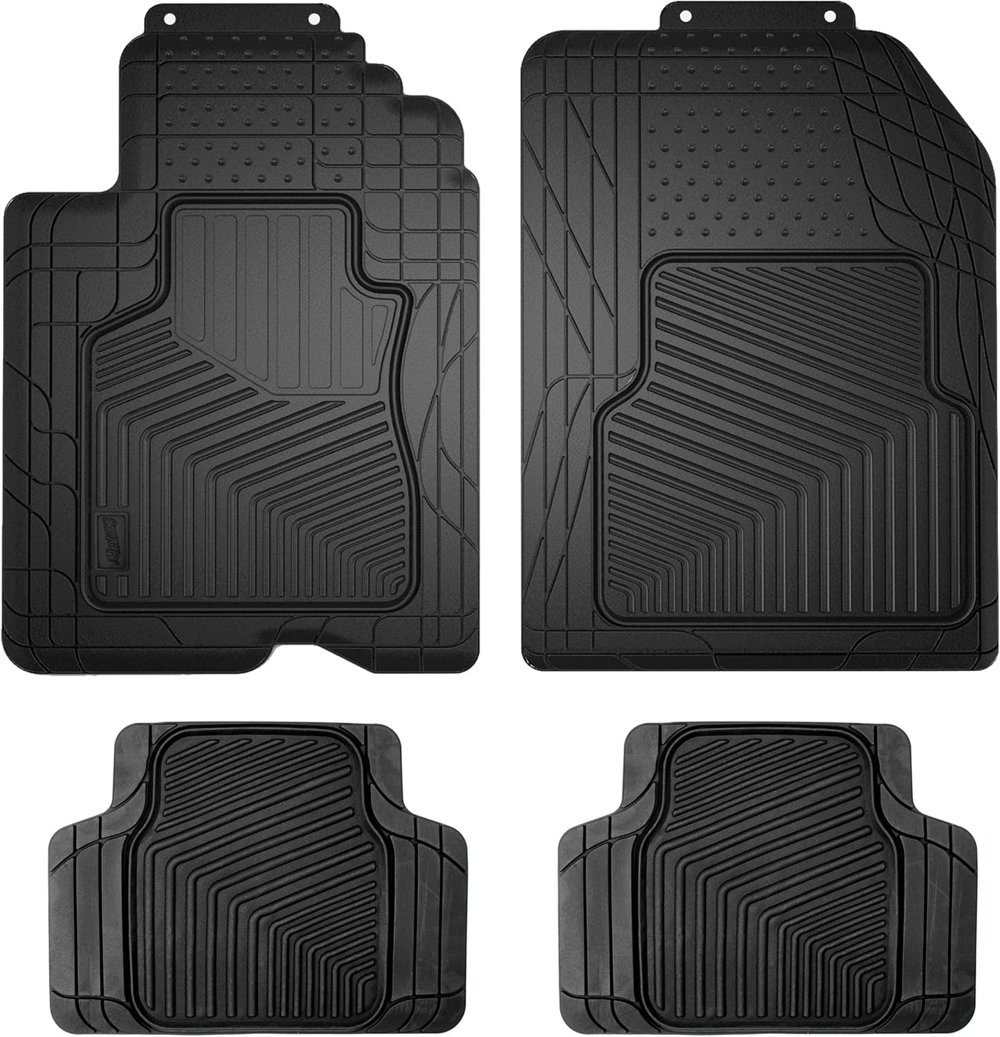 SmartFit 4-Piece All-Weather Heavy-Duty Car Floor Mats, Trim-to-Fit Mats for Cars — Black
