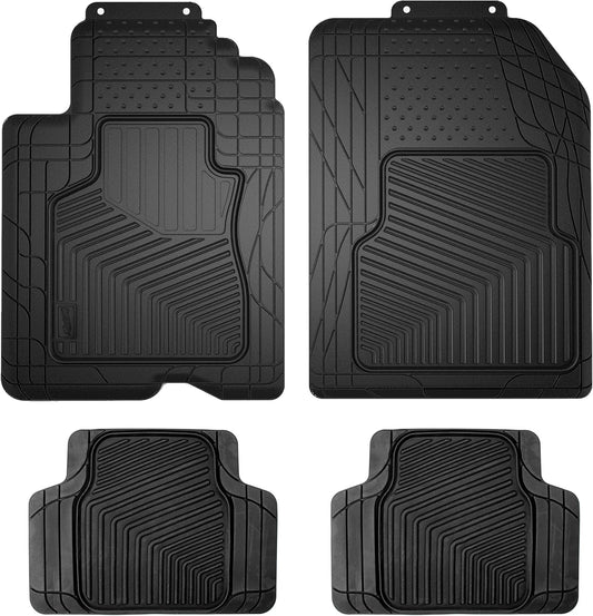 SmartFit 4-Piece All-Weather Heavy-Duty Car Floor Mats, Trim-to-Fit Mats for Cars — Black