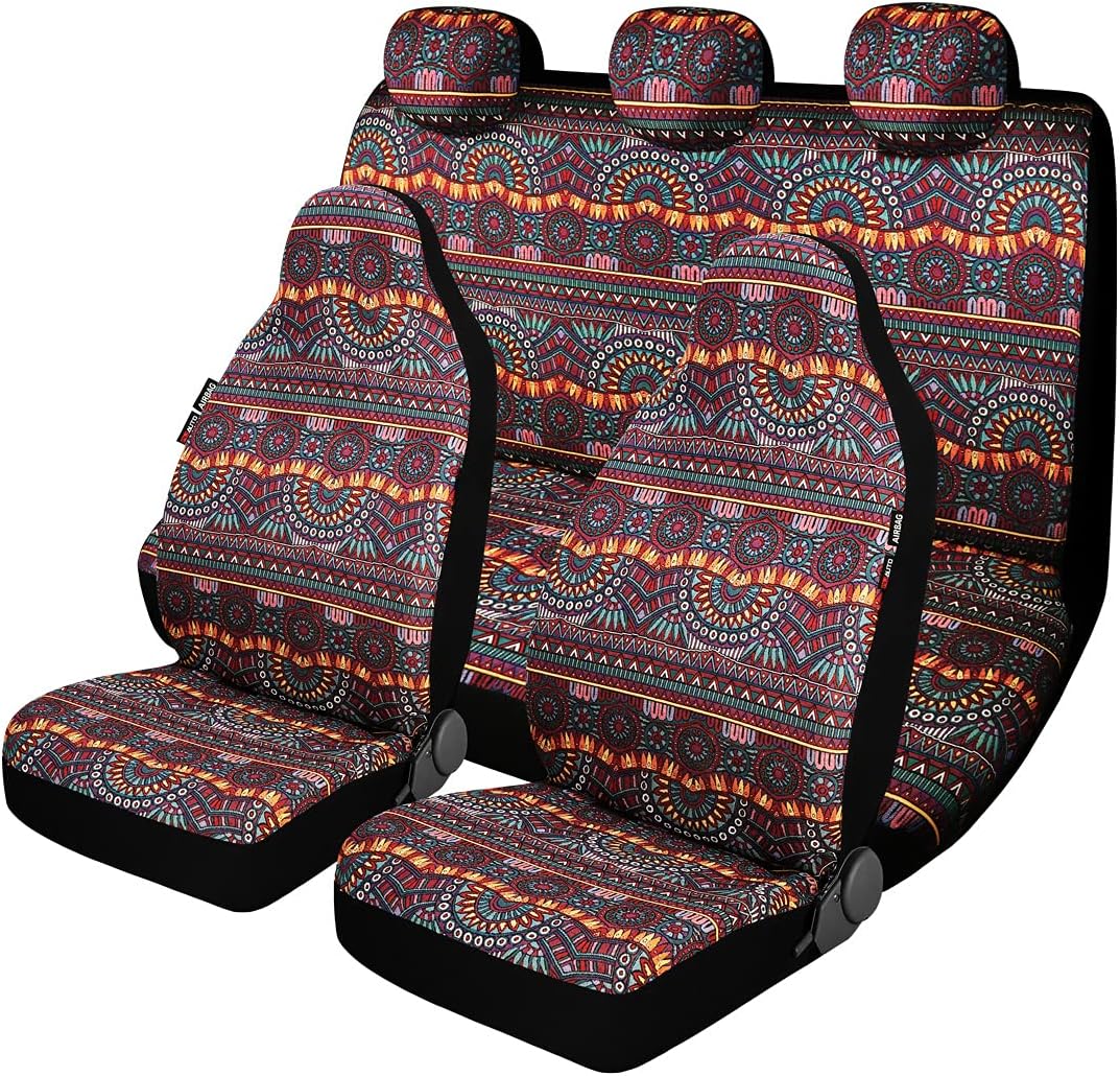 P&J Durable Blanket Car Seat Cover Magic Boho Bucket Universal Fit for Cars SUVs Trucks Vans