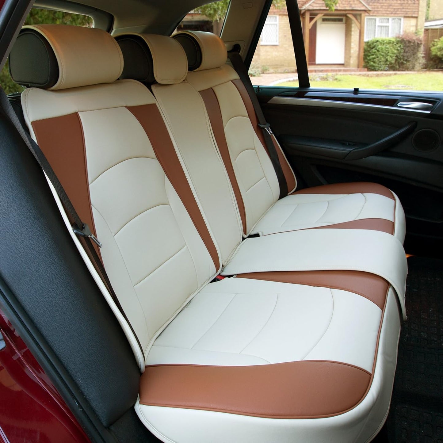 FH Group Front Set Faux Leather Car Seat Cushions - Seat Covers for Low Back Seat, Universal Fit, Airbag Compatible Seat Cover for SUV, Sedan, Black