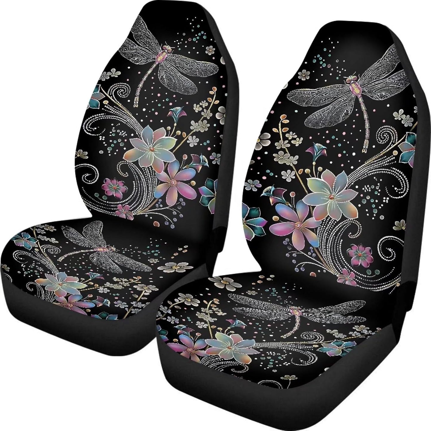 KEIAHUAN Galaxy Owl Car Seat Cover for Women Men, 2 Packs High Back Bucket Universal Fit Auto Seat Covers for Cars, Trucks, SUV, or Van