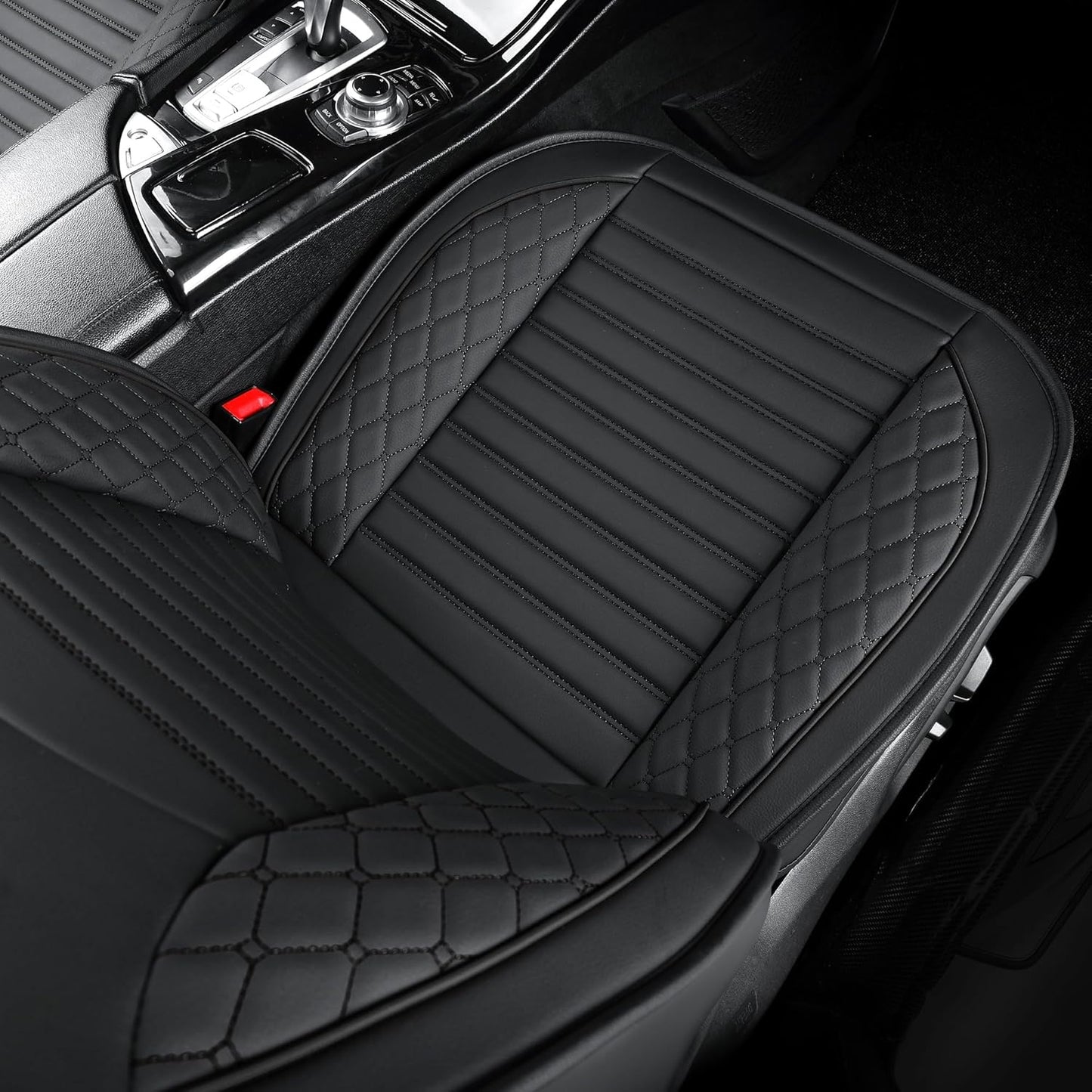 Vankerful Leather Seat Covers for Cars,Car Seat Covers Front Seats Only,Automotive Seat Covers for Trucks,SUV,Leatherette,Universal Fit，Vehicles Seats Cushions(Front Pair,Black)