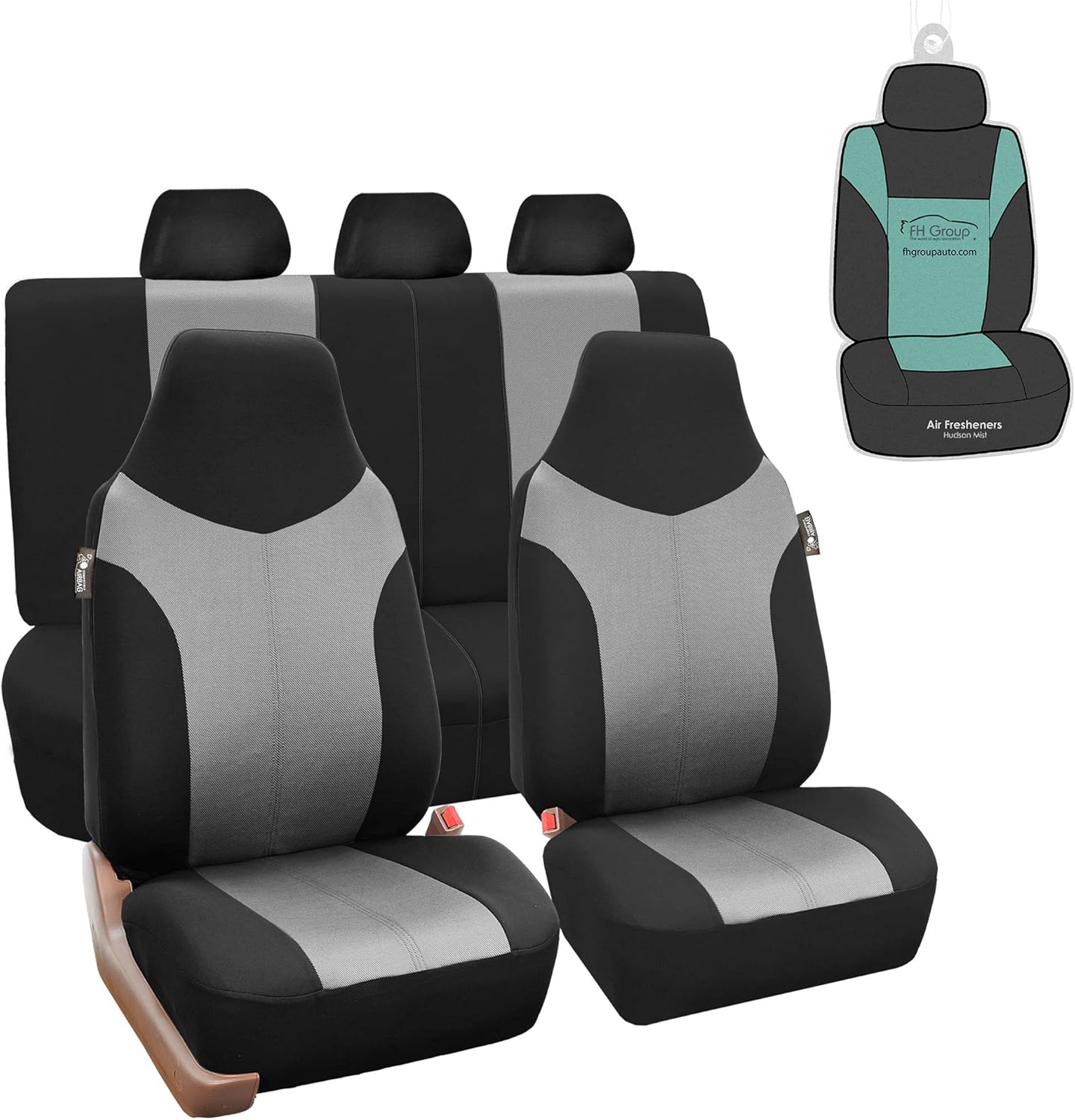 FH-FB115114 Red/Black Semi Customed Fit Solid Polka Dots Flat Cloth Auto Seat Covers Full Set