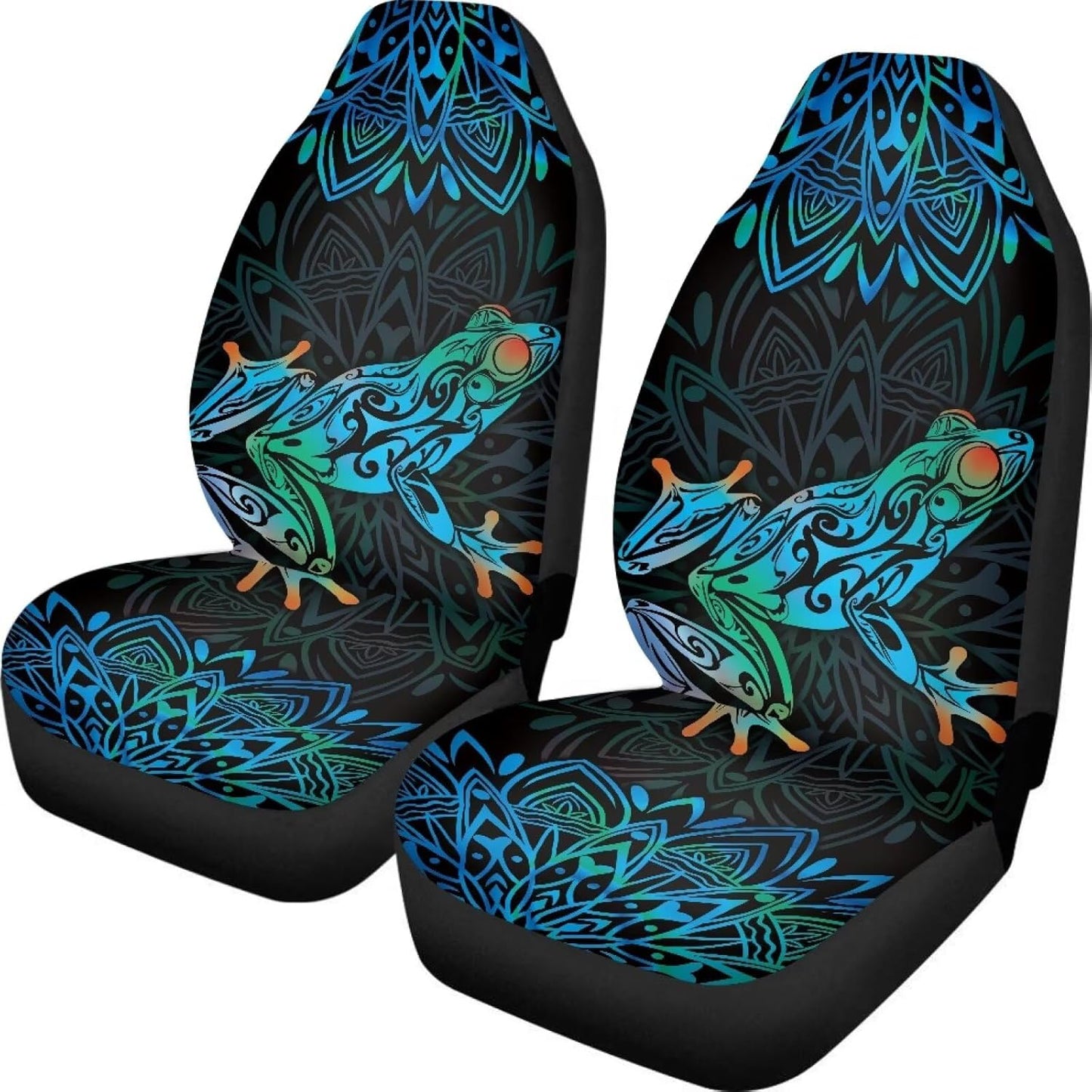 TOADDMOS Bohemian Colorful Mandala Patchwork Car Seat Covers Bucket Front Seats Protector,Universal Fit Cars,Sedan,SUV
