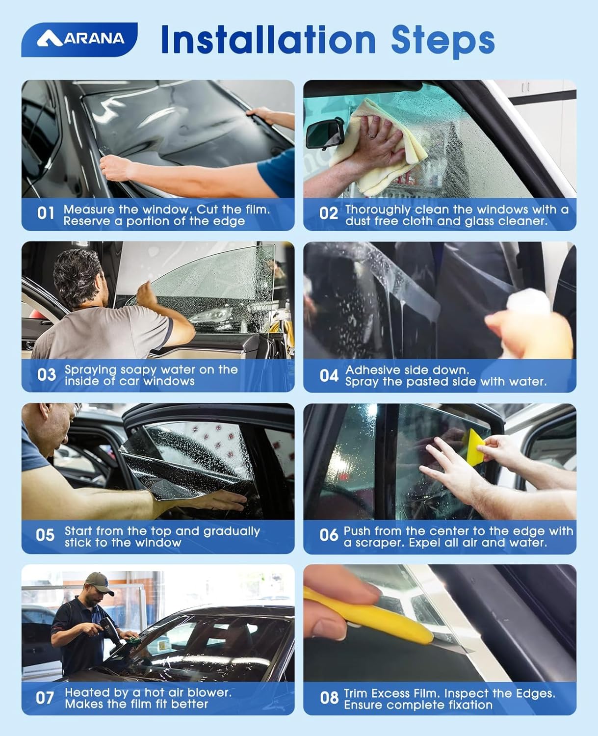 ARANA Ceramic Car Window Tint, 35% Tints for Car Windows Automotive Window Tint Privacy Film 36" in X15FT, Heat Glare UV Block Anti-Scratch Explosion-Proof