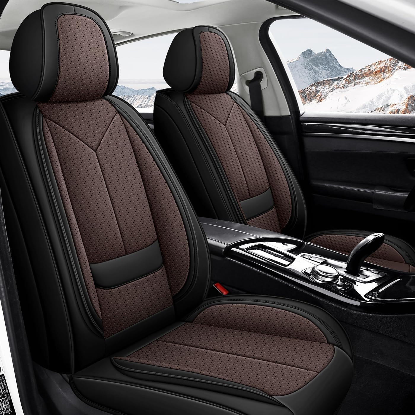 QUYDDC Car Seat Covers Full Set 3D Foam Back Support, 2 Front Seats Universal Fit for Most Trucks,Sedan and SUVs, Waterproof PU Leather Super Breathable, Storage Bags, All Season, Red +White