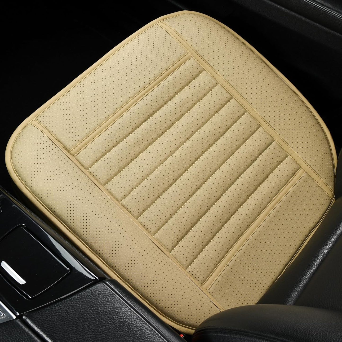 Sunny color 2pc Edge Wrapping Comfortable Car Front Seat Covers, Seat Protectors, Anti-Slip Bottom Seat Cushion Covers for Auto with PU Leather(Black)