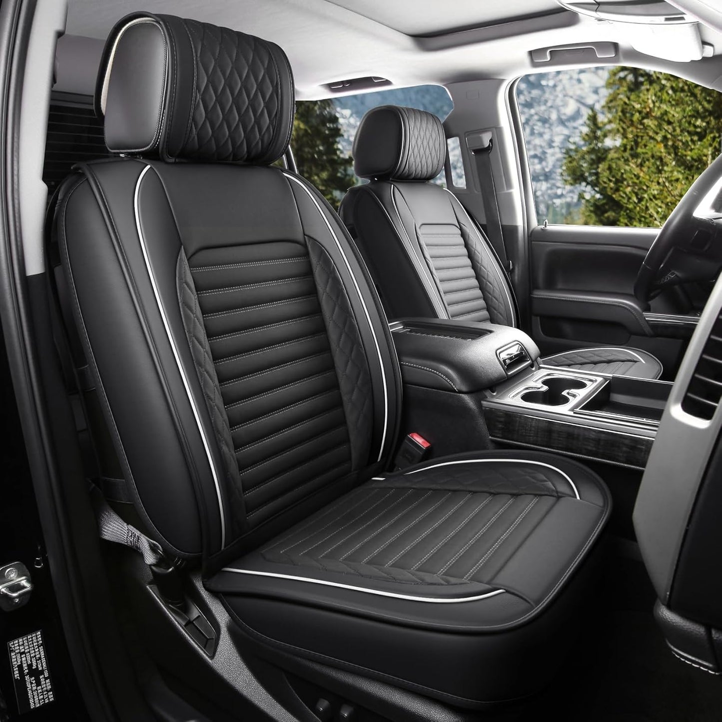 JOJOBAY Chevy Silverado Seat Covers,GMC Sierra Seat Covers,Custom Fit 2007-2024 1500 2500HD 3500HD Crew Double Extended Regular Cab,LT LZT RST Trail Boss(Front Pair,Black Red)