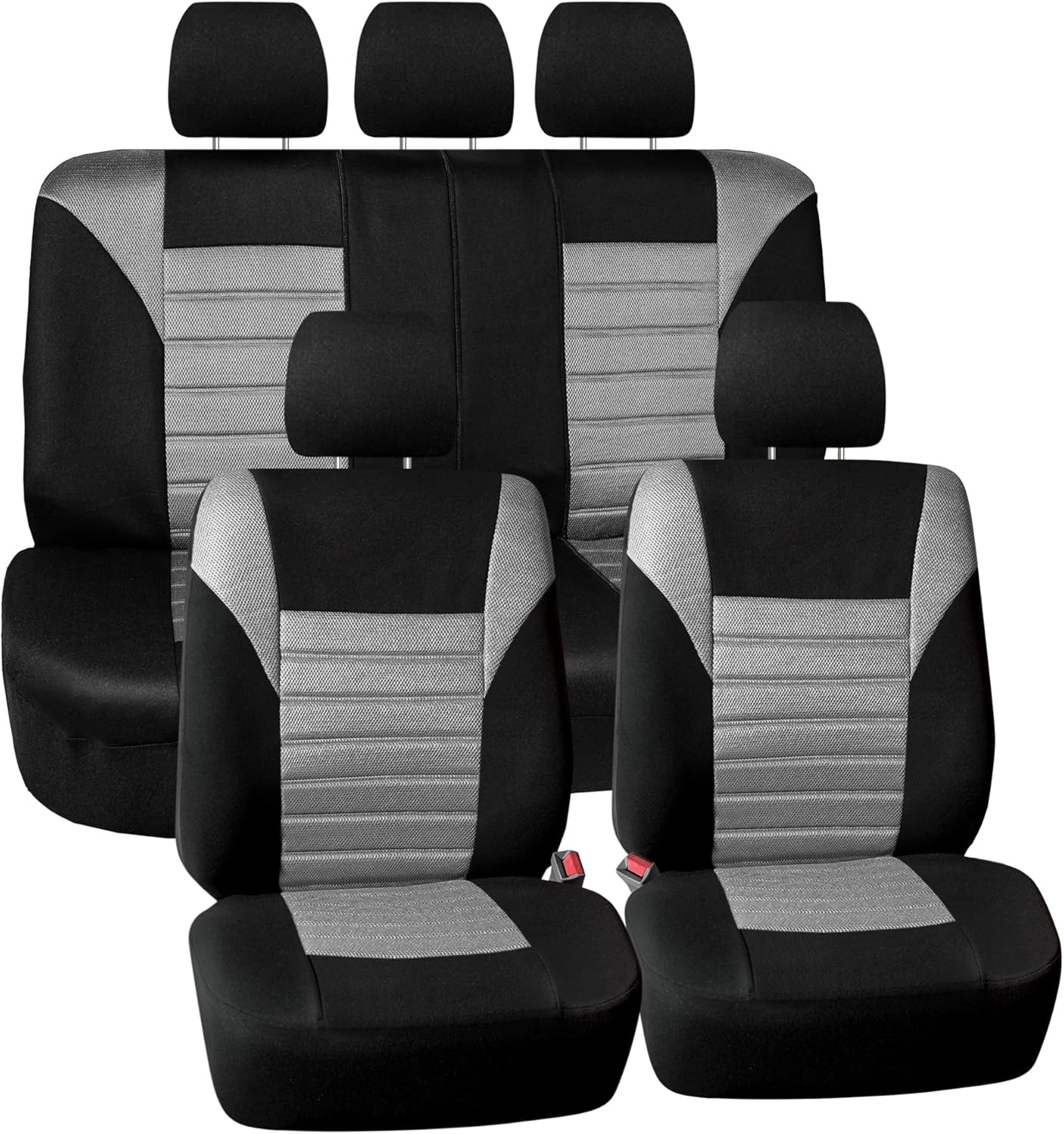 FH Group Car Seat Covers Full Set 3D Air Mesh - Universal Fit, Automotive Seat Covers, Low Back Seat Cover, Airbag Compatible,Split Bench Rear Seat,Washable Car Seat Cover for SUV, Sedan Pink
