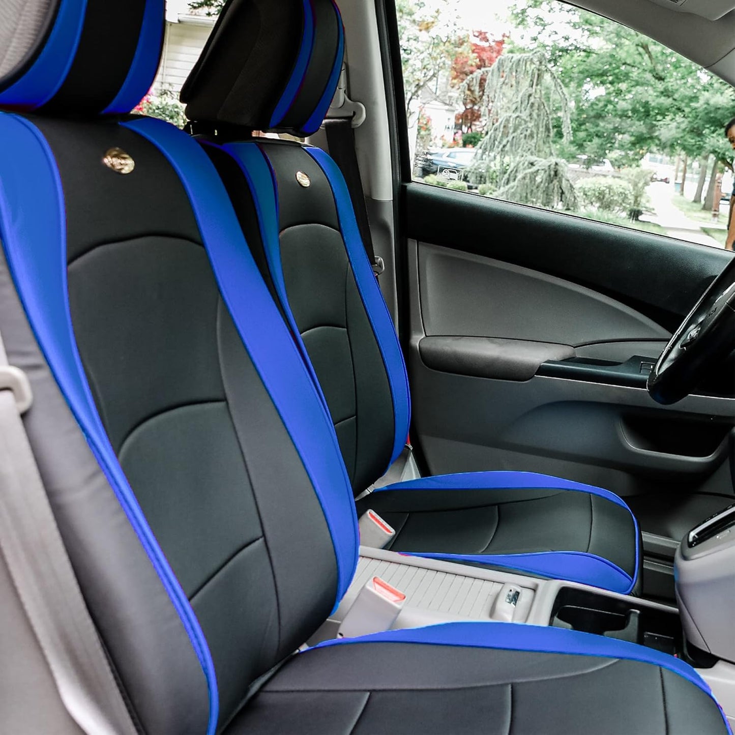 FH Group Front Set Faux Leather Car Seat Cushions - Seat Covers for Low Back Seat, Universal Fit, Airbag Compatible Seat Cover for SUV, Sedan, Black