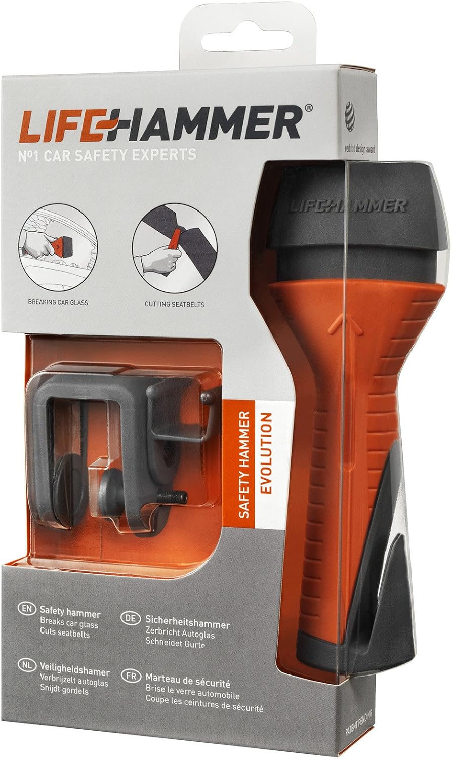 Lifehammer Safety Hammer Evolution - Automatic Emergency Escape and Rescue Hammer with Seatbelt Cutter - 2 Pack