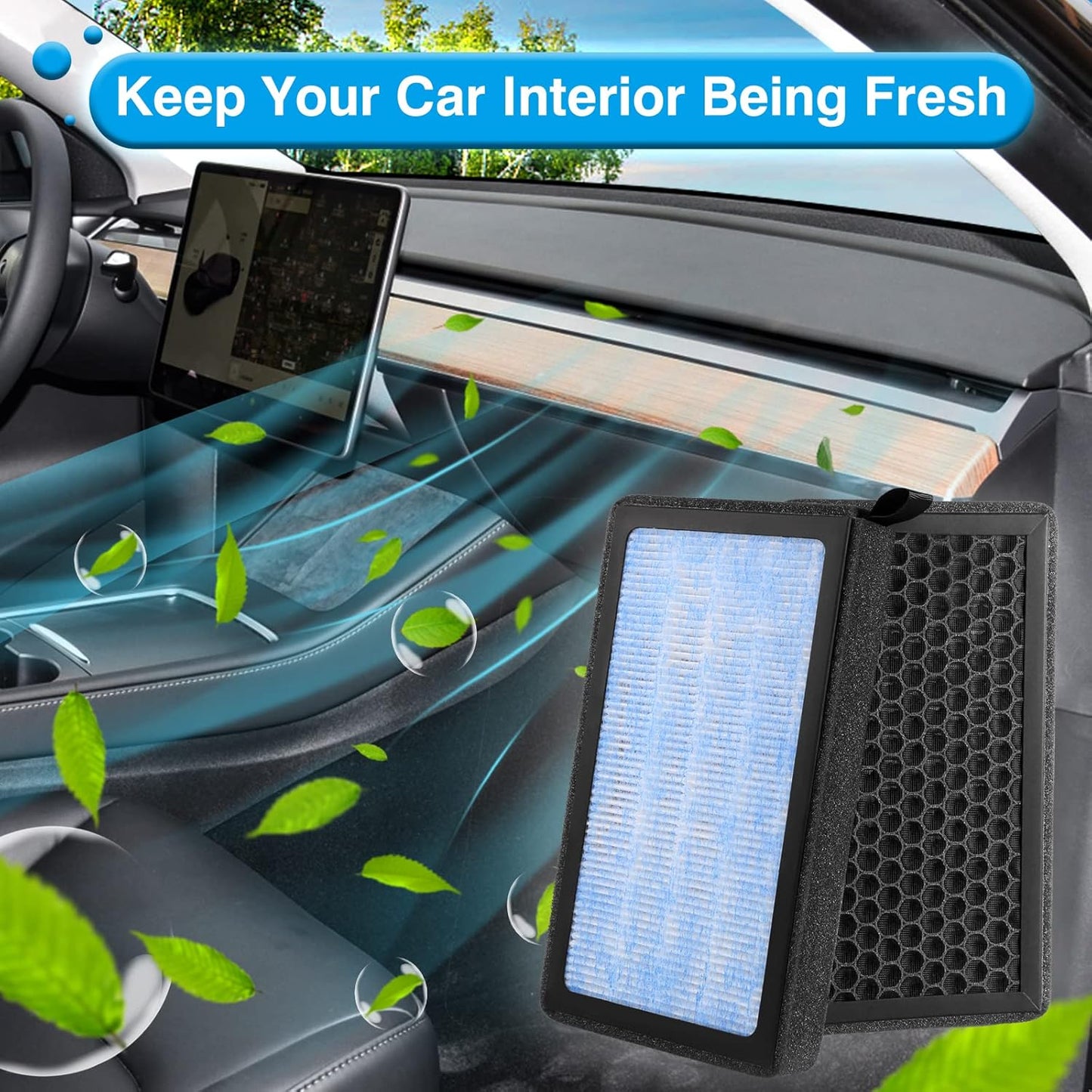 Cabin Air Filter Model Y Model 3 Replacement with Carbon Activated, Tesla Air Filter Replacement kit for Tesla Accessories 2016-2025, 2 Pack