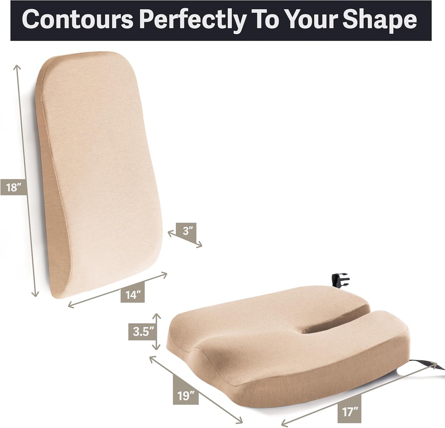 Elmara Truck Driver Seat Cushion & Back Support (2-Piece Set) – Semi Truck Seat Cushion for Back Pain, Seat Cushion for Truck Driver, Truck Driver Accessories, 18 Wheeler Truck Accessories (Cream)