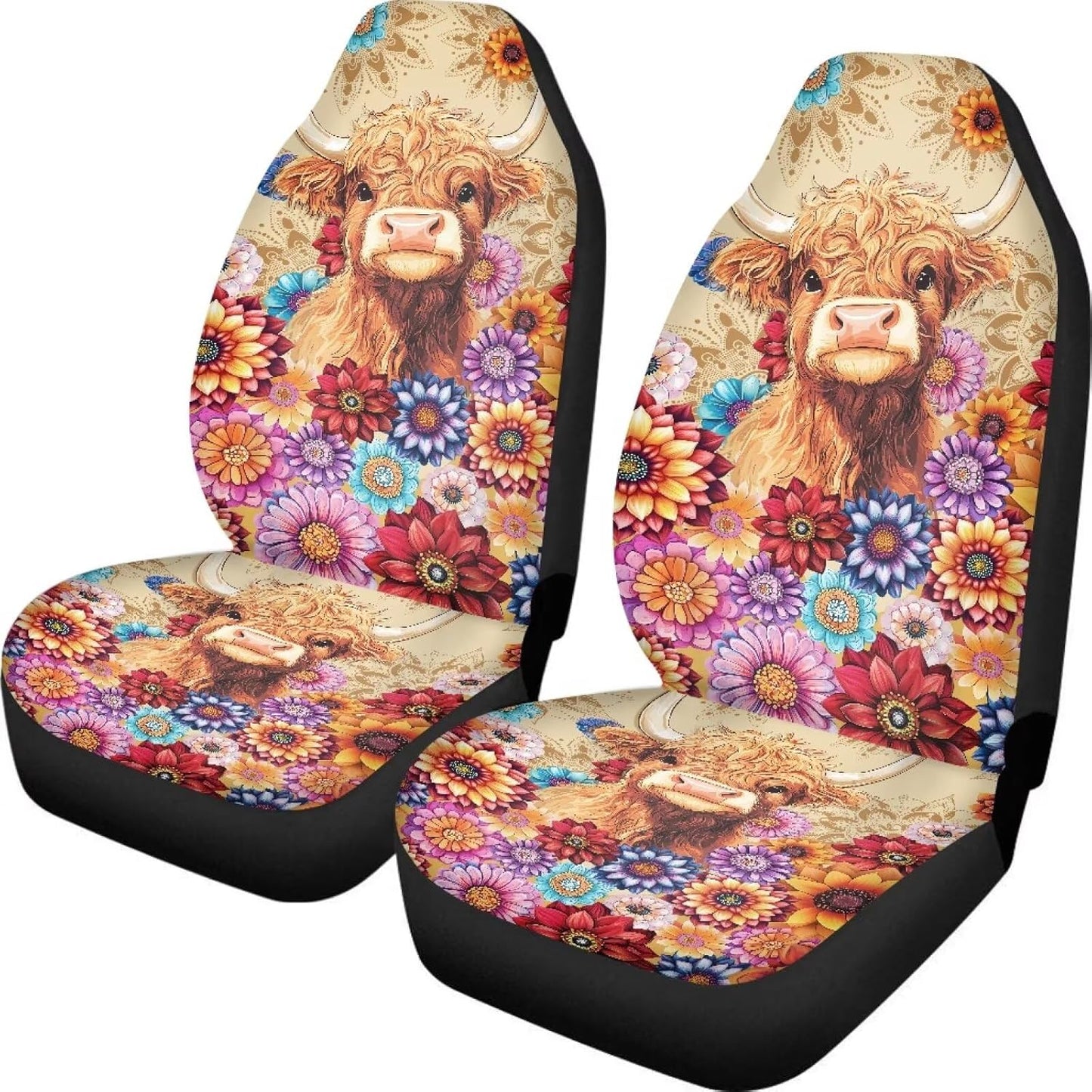 TOADDMOS Bohemian Colorful Mandala Patchwork Car Seat Covers Bucket Front Seats Protector,Universal Fit Cars,Sedan,SUV