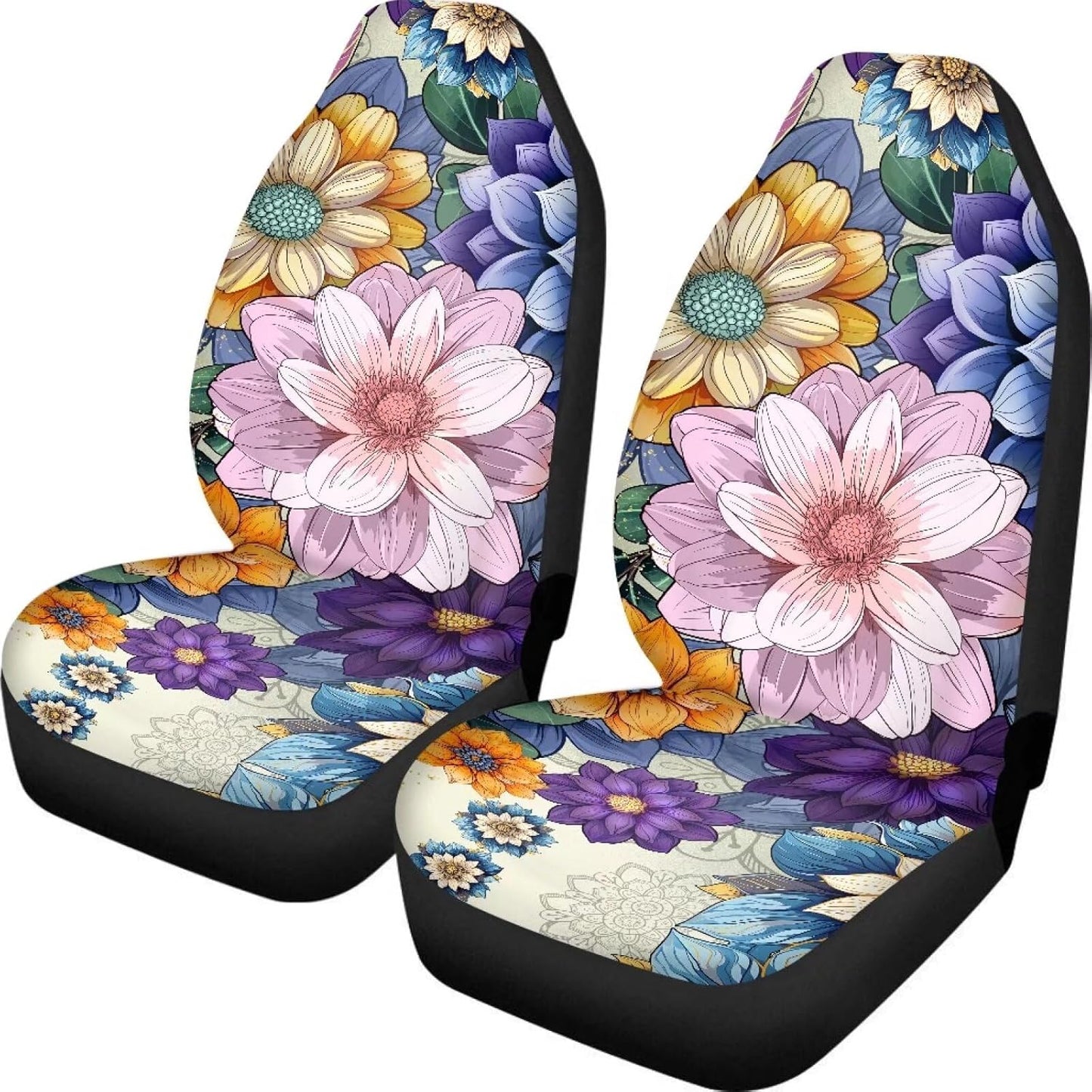 KEIAHUAN Galaxy Owl Car Seat Cover for Women Men, 2 Packs High Back Bucket Universal Fit Auto Seat Covers for Cars, Trucks, SUV, or Van