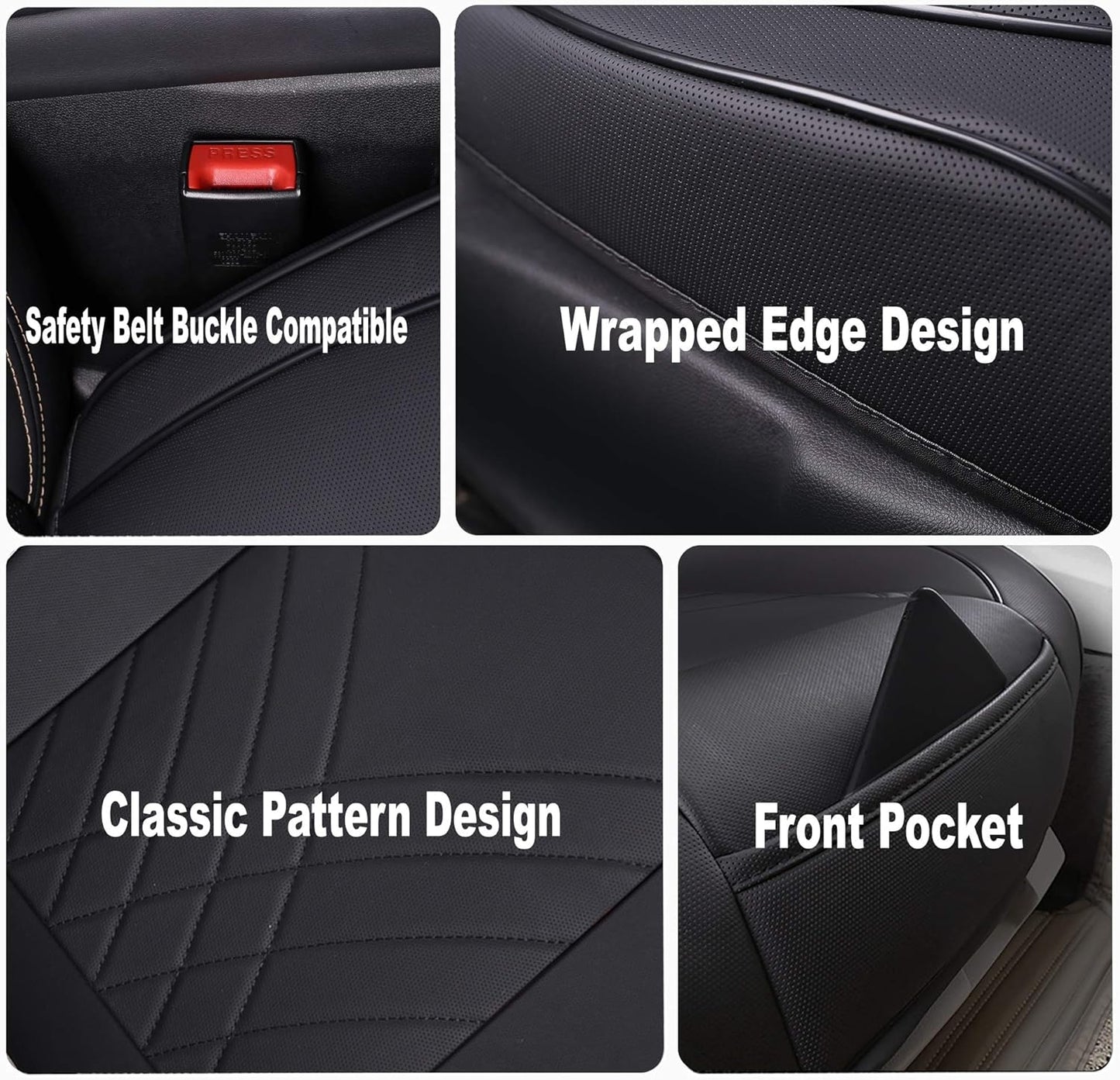 kingphenix Car Seat Cover: Easy to Install, Fits Most Cars, Vans, Trucks, and SUVs - 2 Piece, Black