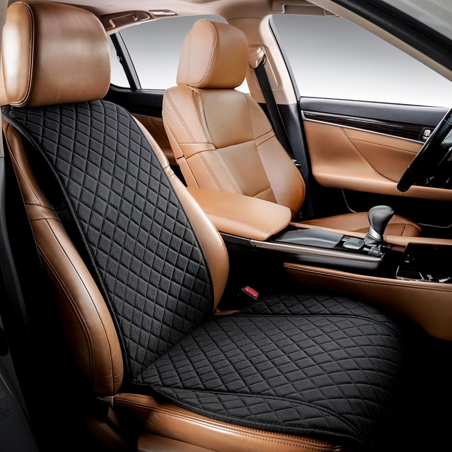 IVICY Linen Car Seat Cover for Cars - Non-Slip Soft & Breathable - Front Car Seat Protector Covers Universal Fits Most Automotive, Vans, SUVs, Trucks - 1 Unit - Black