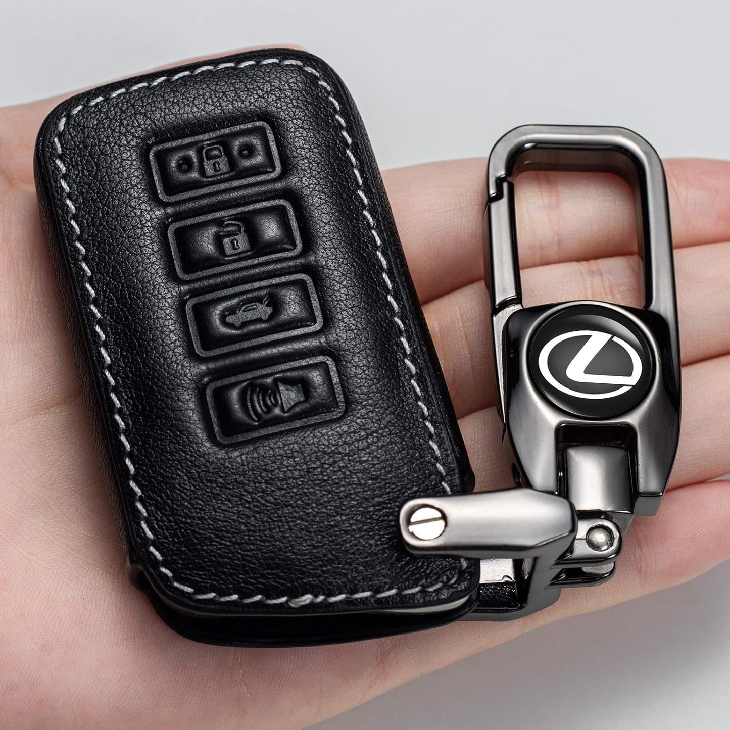 MAKEER Leather Key Case Key fob Holder,Key fob Cover Replacement for 2013-2021 Lexus ES300h ES350 GS350 GS450h IS200t IS300 IS350 LX570 NX200t NX300h RC350 RX350 RX450h Protective Remote Key