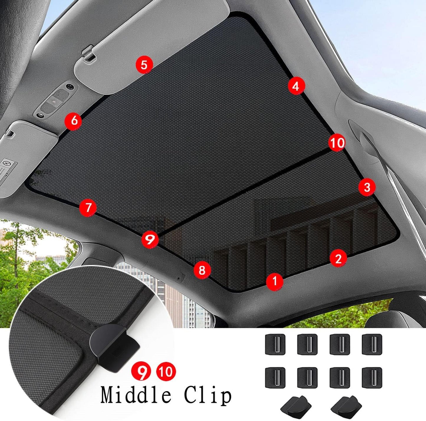 Newellev Tesla Model Y Sunshade Roof Windows Shade Reject UV/Heat Won't Sag Glass Roof Sunshade Fit for Model Y Accessories 2022 2021 2020 (Set of 2)… MY Roof Sunshade
