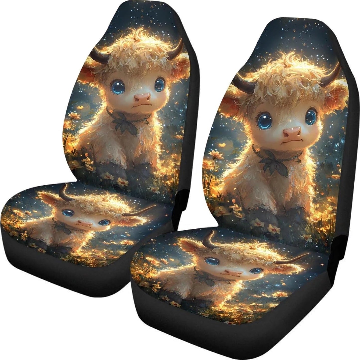 KEIAHUAN Galaxy Owl Car Seat Cover for Women Men, 2 Packs High Back Bucket Universal Fit Auto Seat Covers for Cars, Trucks, SUV, or Van